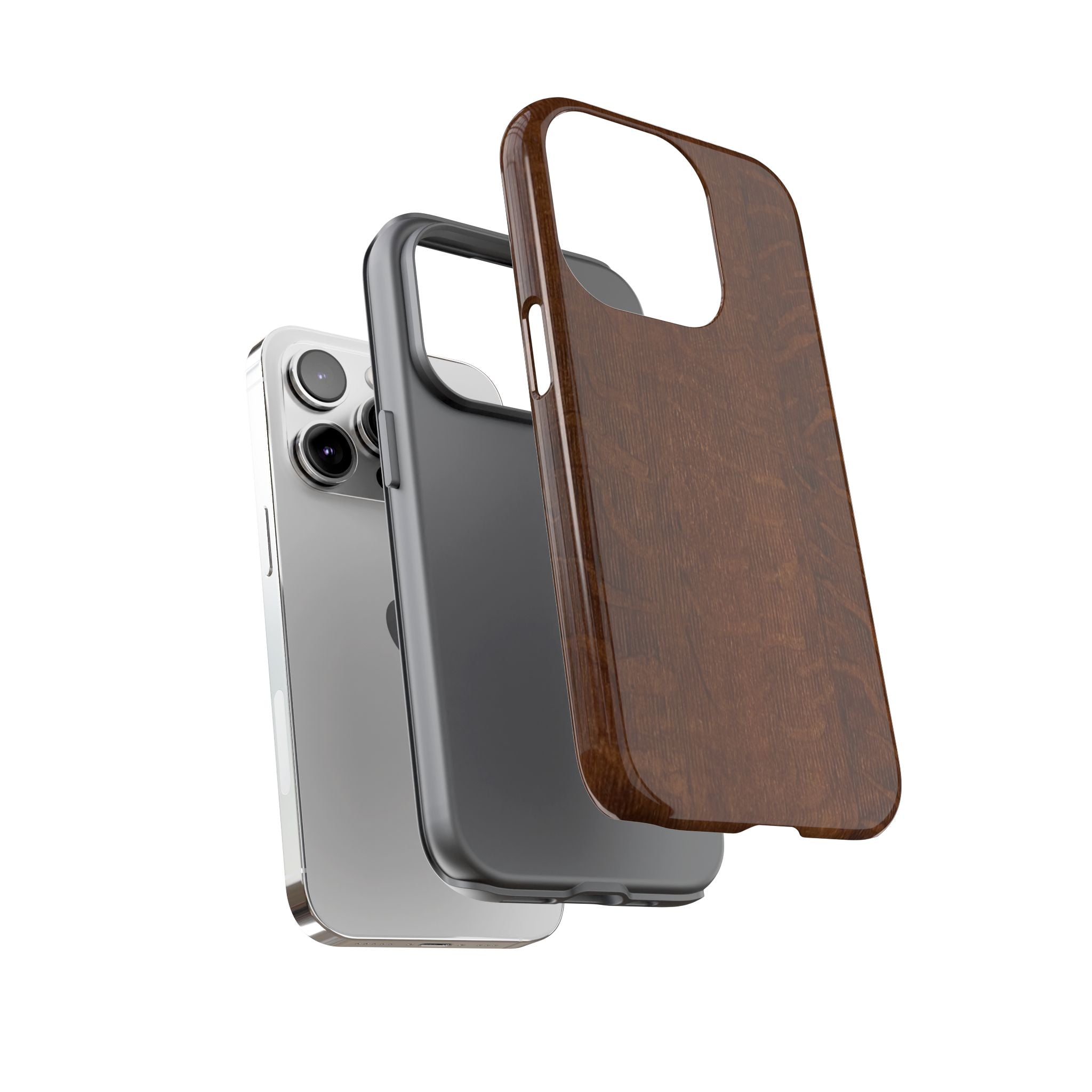 Phone case with 3D Wrap Unique Wood Grain Design - Tough and Durable in Glossy or Matte finish