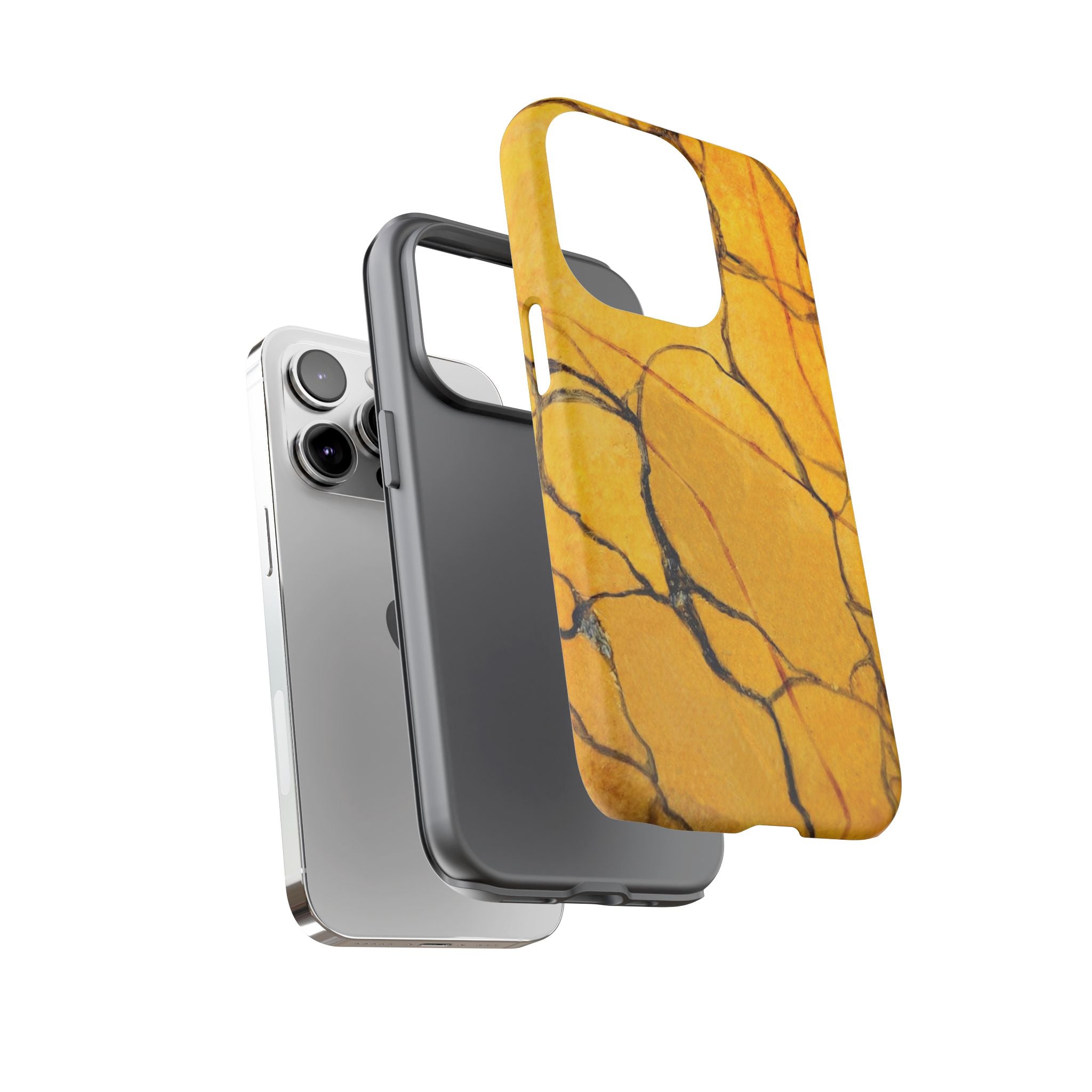  phone case in eye catching gold marble design in glossy or matte finish with silicone lining and hard shell for impact and UV resistance