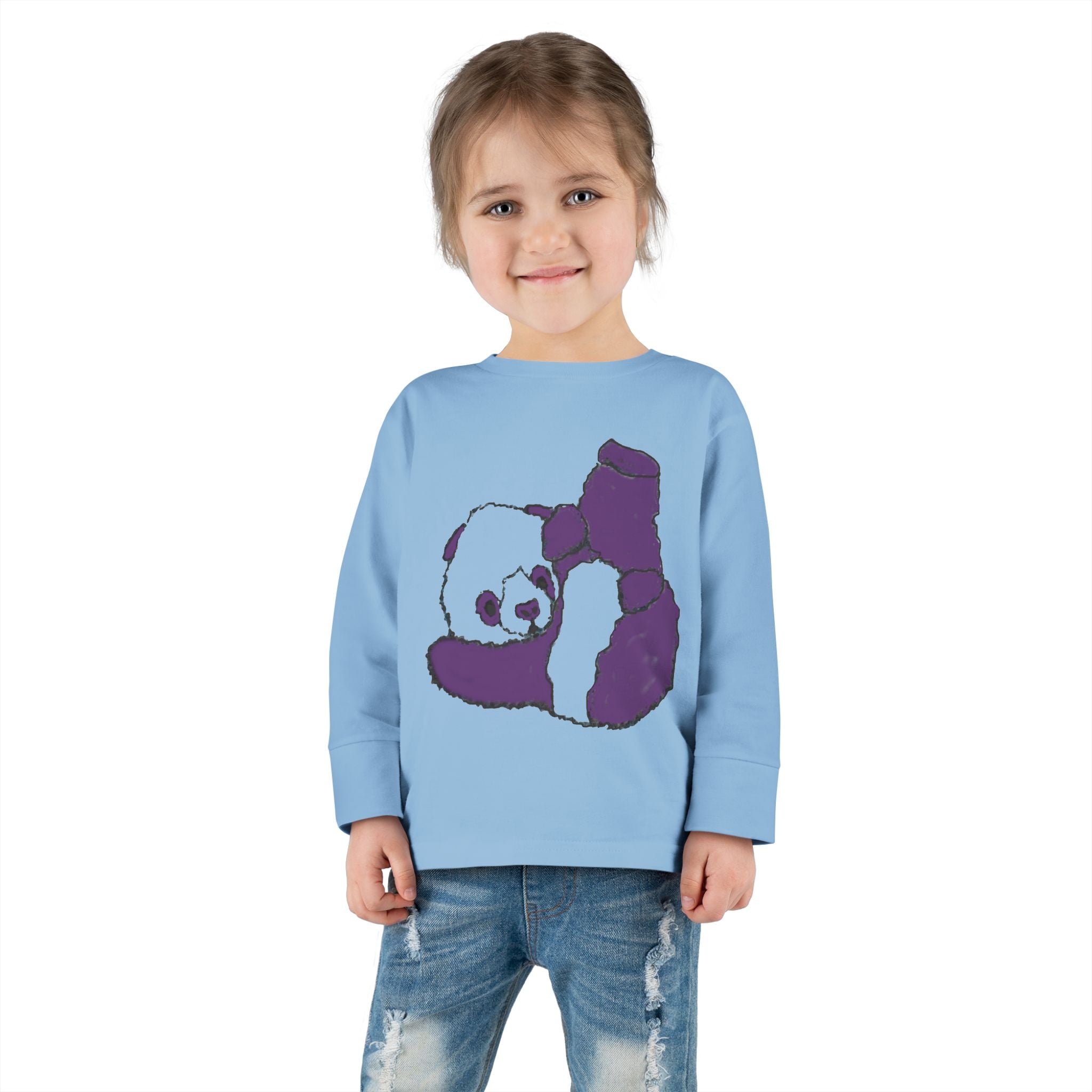 Toddler Long Sleeve Tee - Adorable Purple Panda