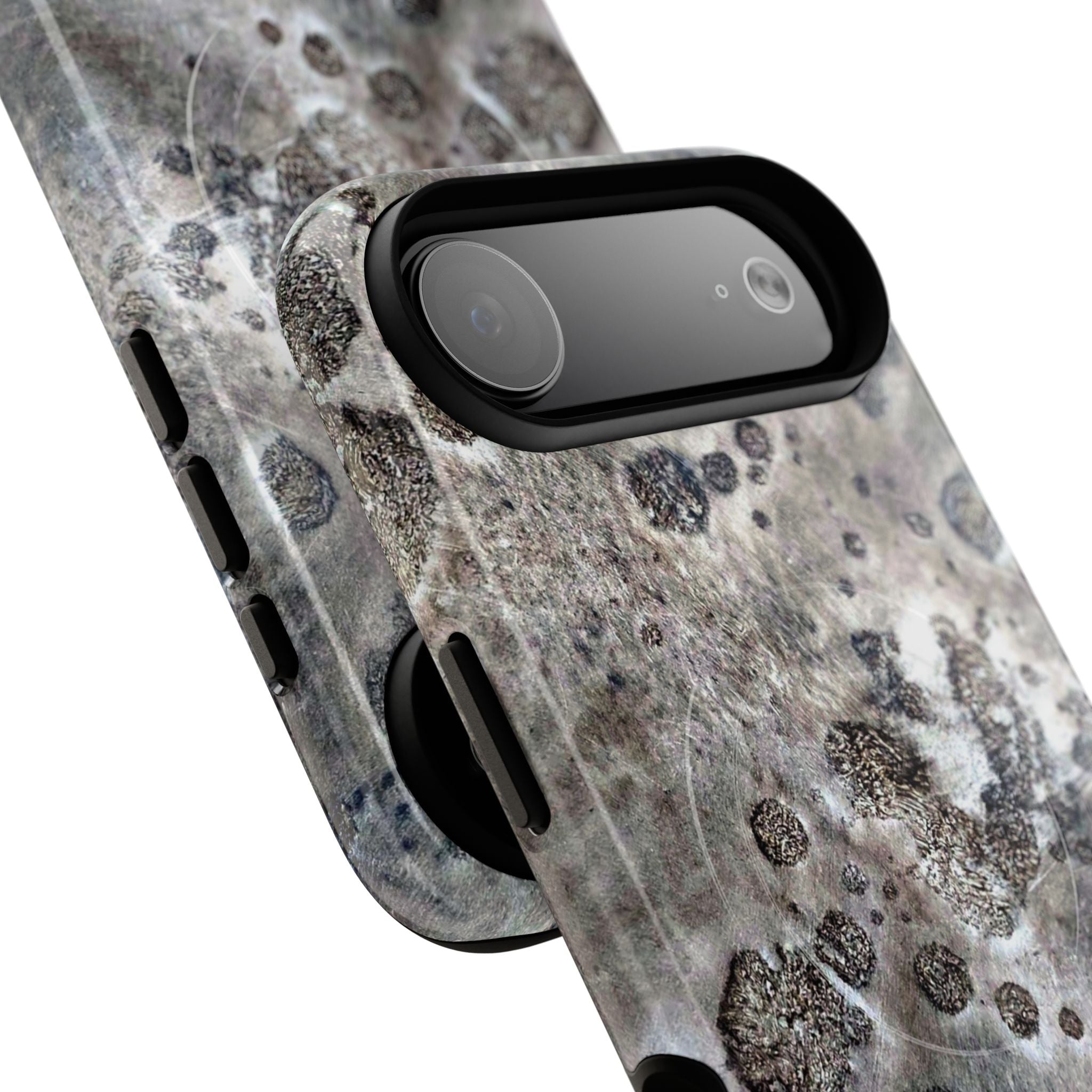 Magnetic iphone case with a Lunar Moon Rock Design is as tough as it looks with 2 layer shell compatible with MagSafe Accessories