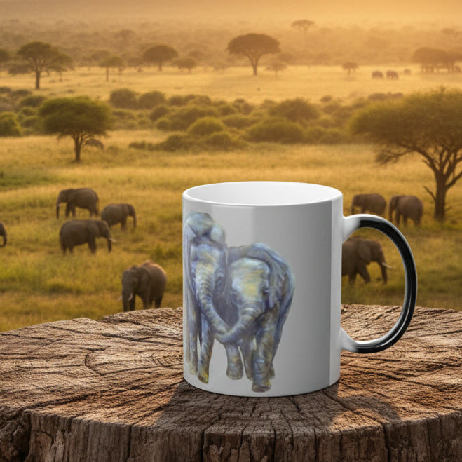Mug with an elephant painting in 11oz for elephant and animal lovers - great gift idea