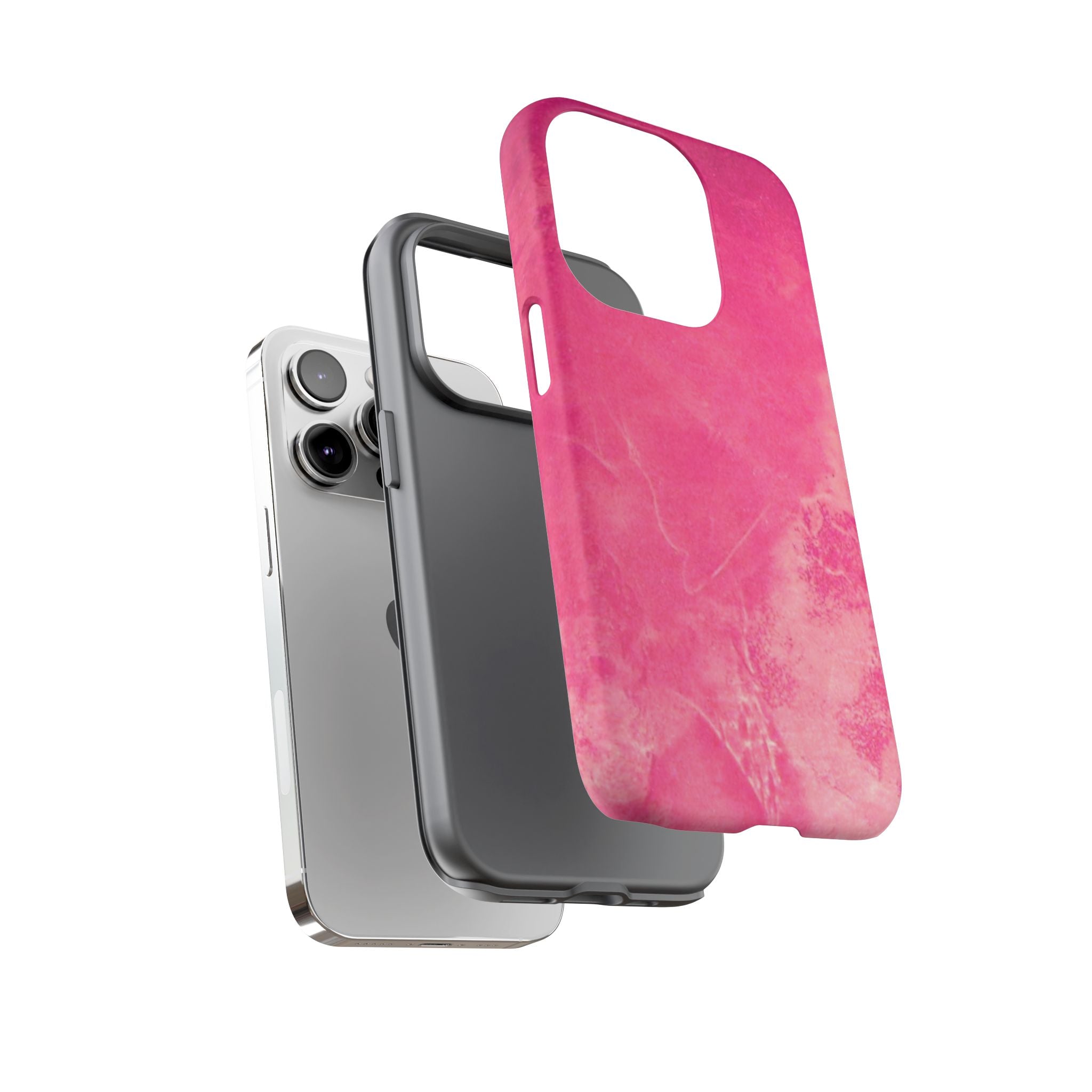 phone case in glossy or matte Hot Pink Marble Design with UV and impact resistance protection