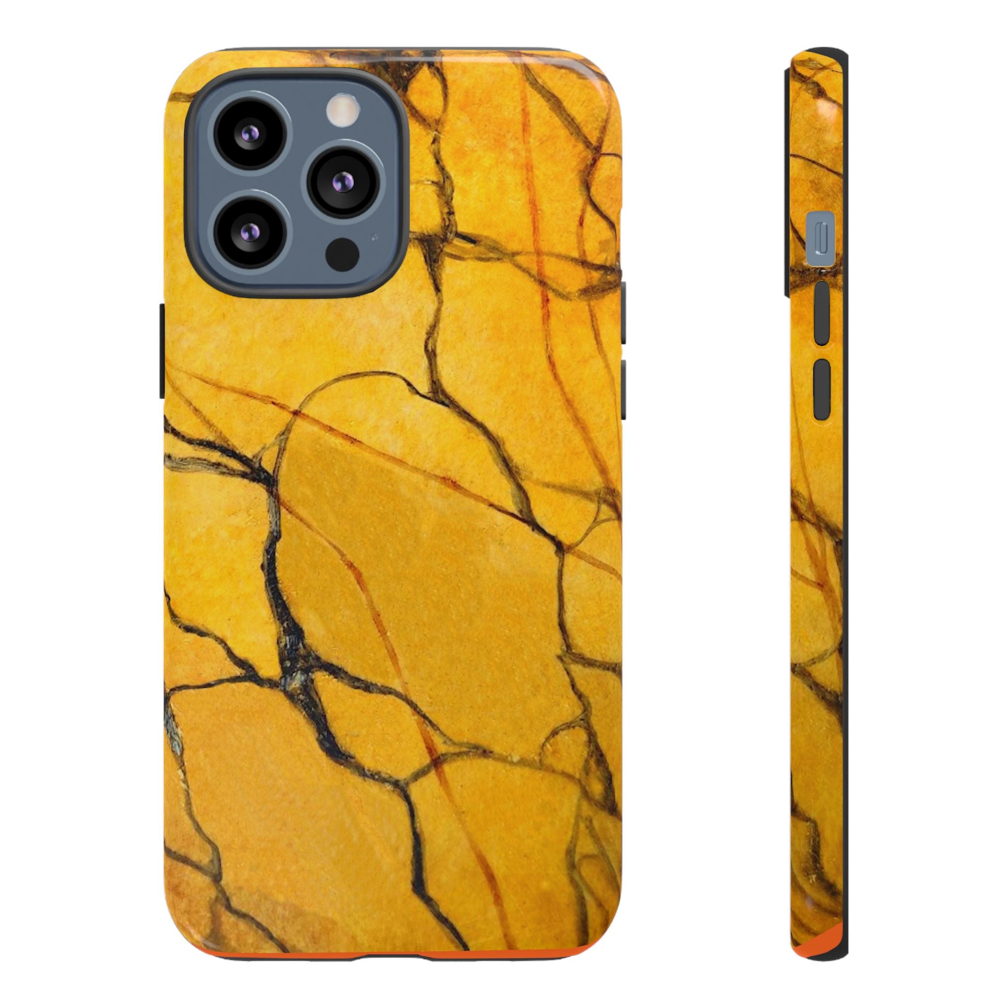  phone case in eye catching gold marble design in glossy or matte finish with silicone lining and hard shell for impact and UV resistance