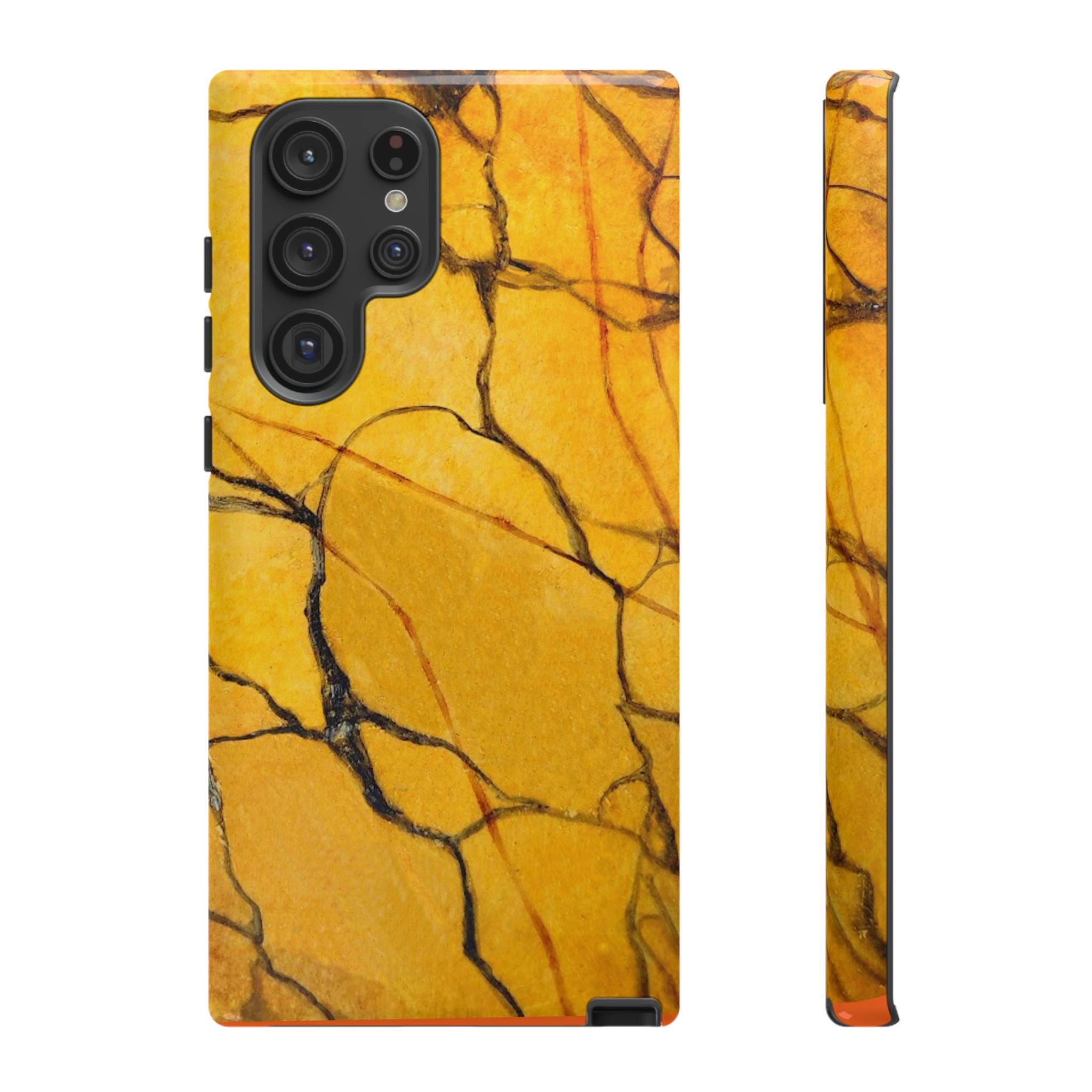  phone case in eye catching gold marble design in glossy or matte finish with silicone lining and hard shell for impact and UV resistance