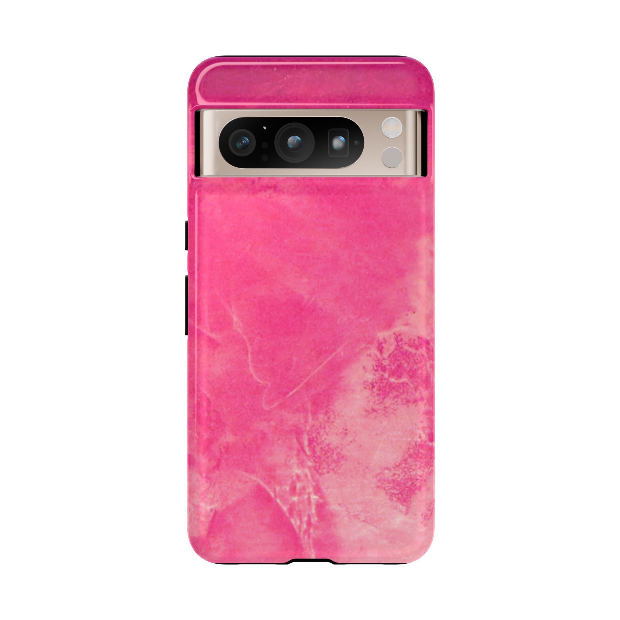 phone case in glossy or matte Hot Pink Marble Design with UV and impact resistance protection