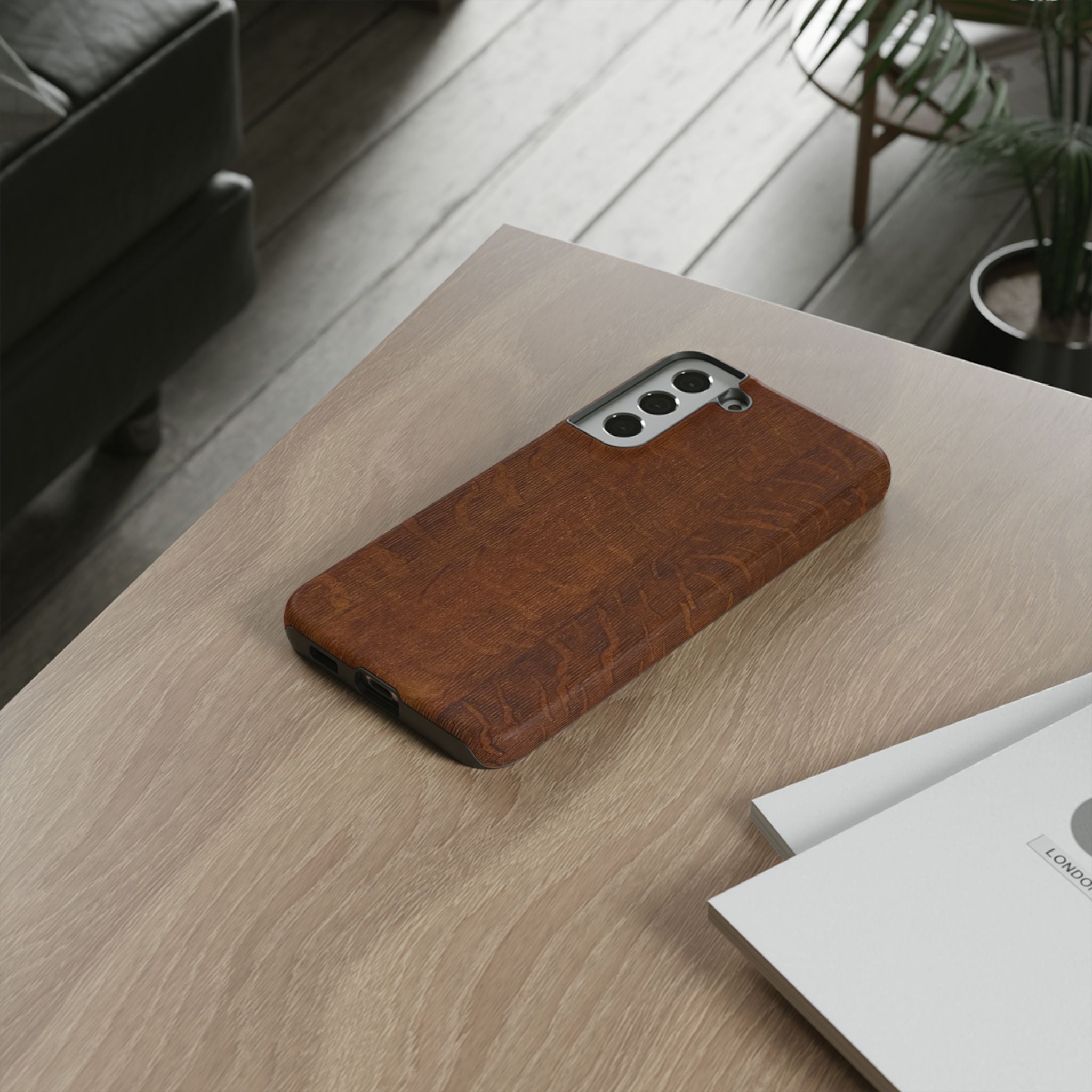 Phone case with 3D Wrap Unique Wood Grain Design - Tough and Durable in Glossy or Matte finish