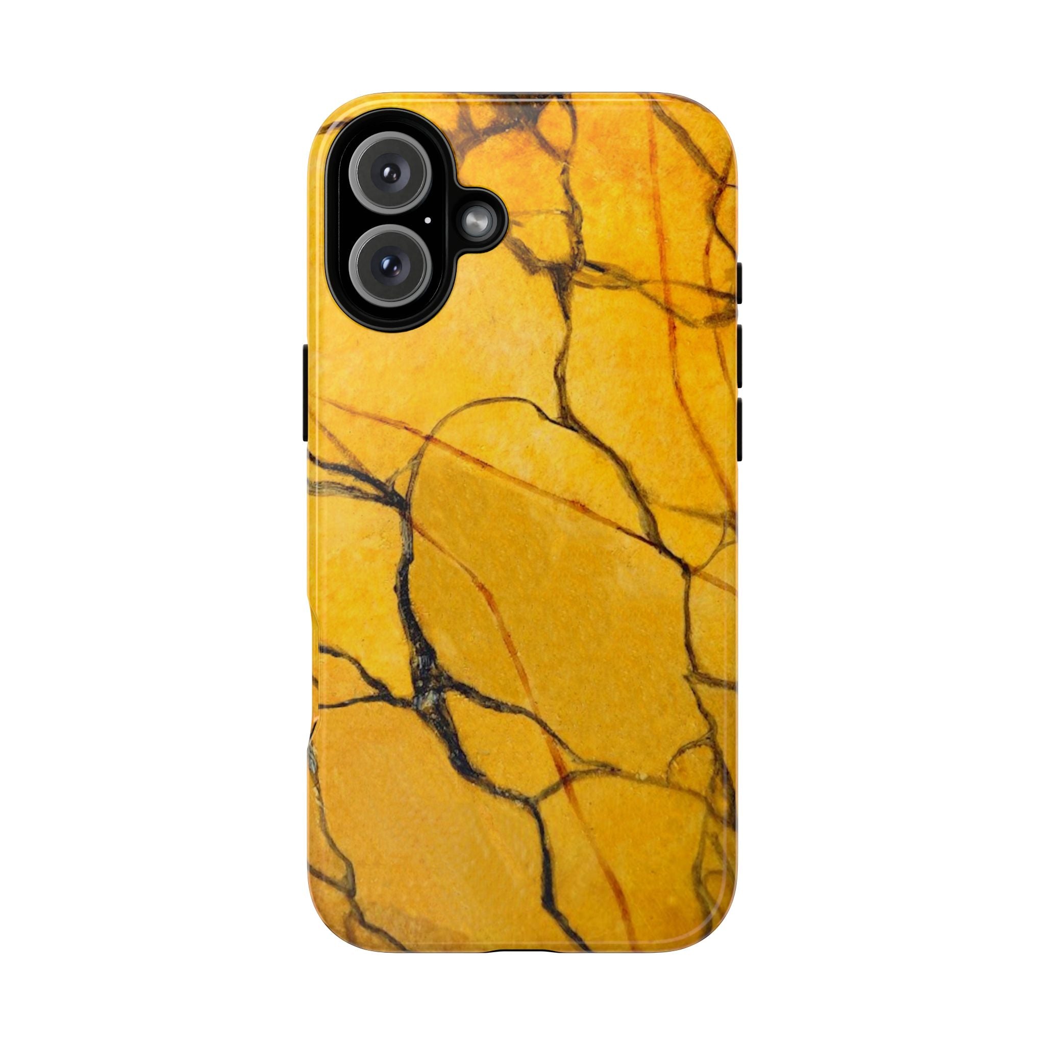  phone case in eye catching gold marble design in glossy or matte finish with silicone lining and hard shell for impact and UV resistance