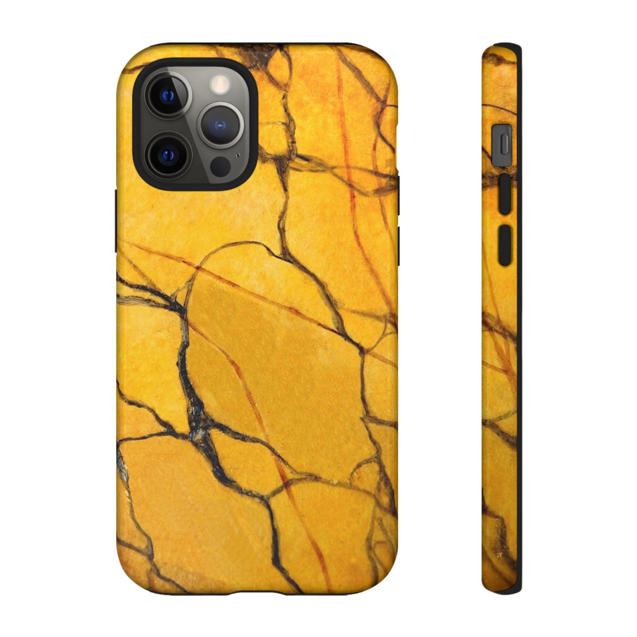  phone case in eye catching gold marble design in glossy or matte finish with silicone lining and hard shell for impact and UV resistance