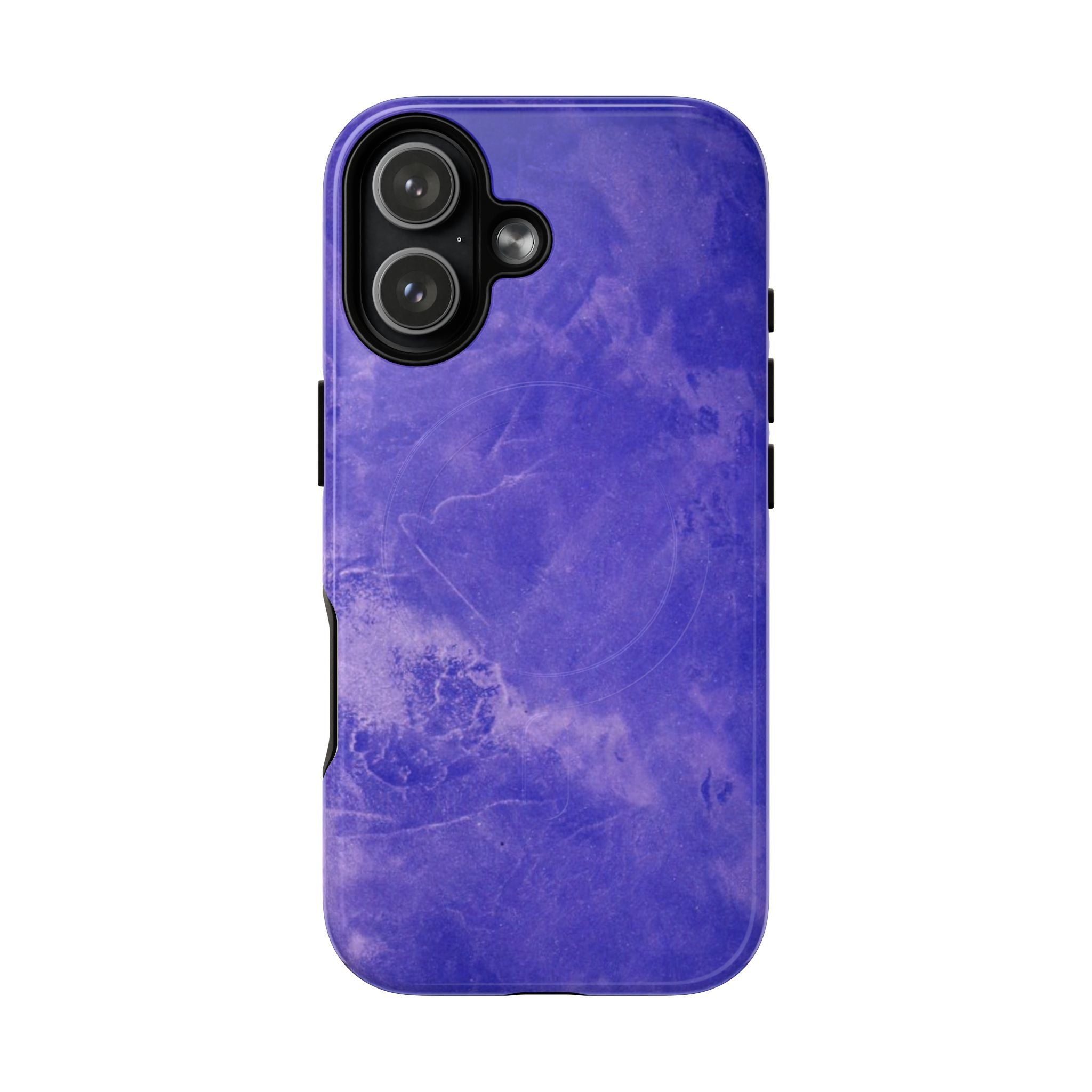 Magnetic iphone case in Blue abstract design with dual layers for toughness and  compatible with MagSafe Accessories