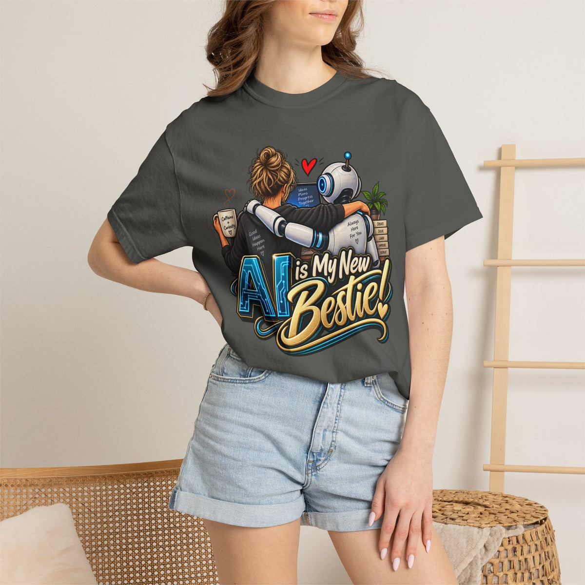 Women's Super Comfy T-shirt -  'My New Bestie AI' Fun Graphic