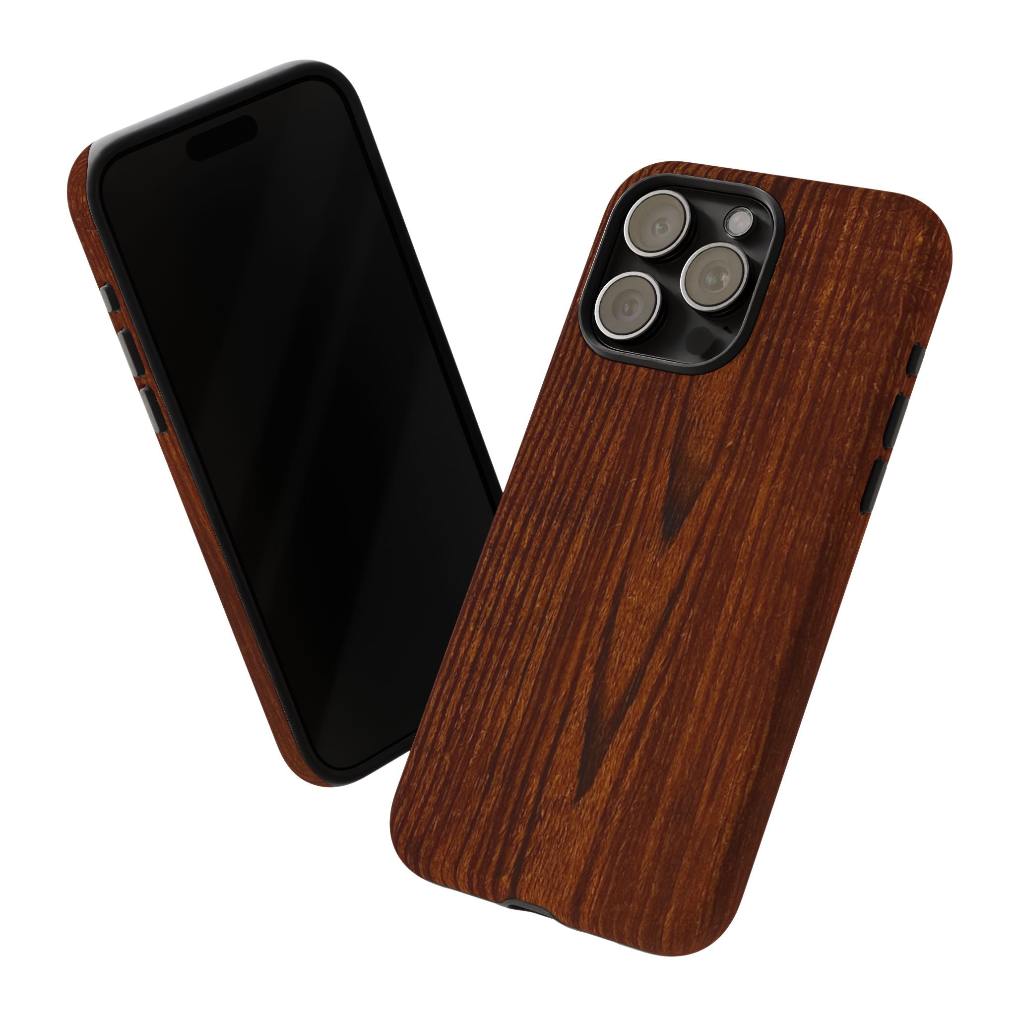Phone Case in Fine Wood Grain Design with rustic, rugged good looks with toughness and durability for UV and impact resistance protection