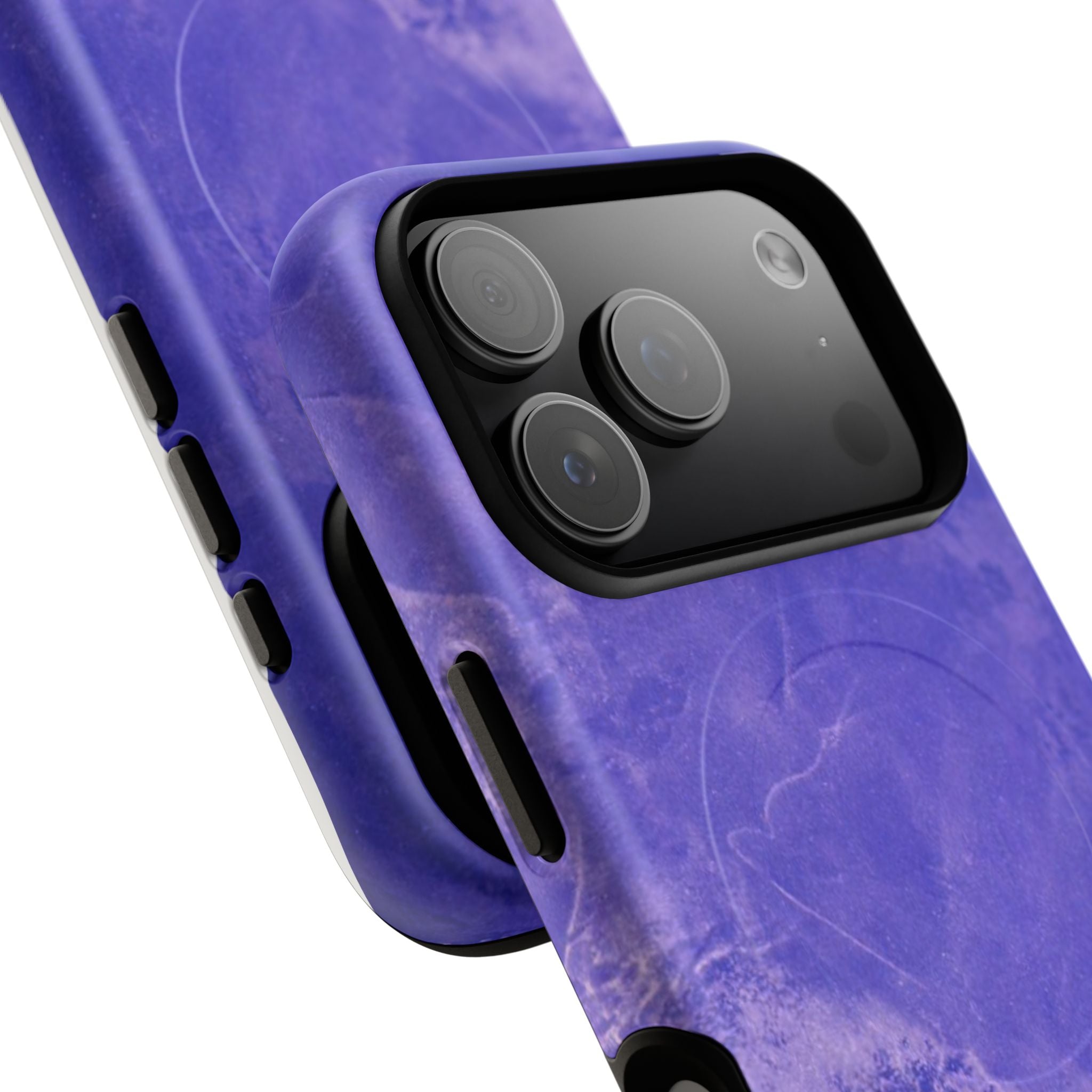 Magnetic iphone case in Blue abstract design with dual layers for toughness and  compatible with MagSafe Accessories