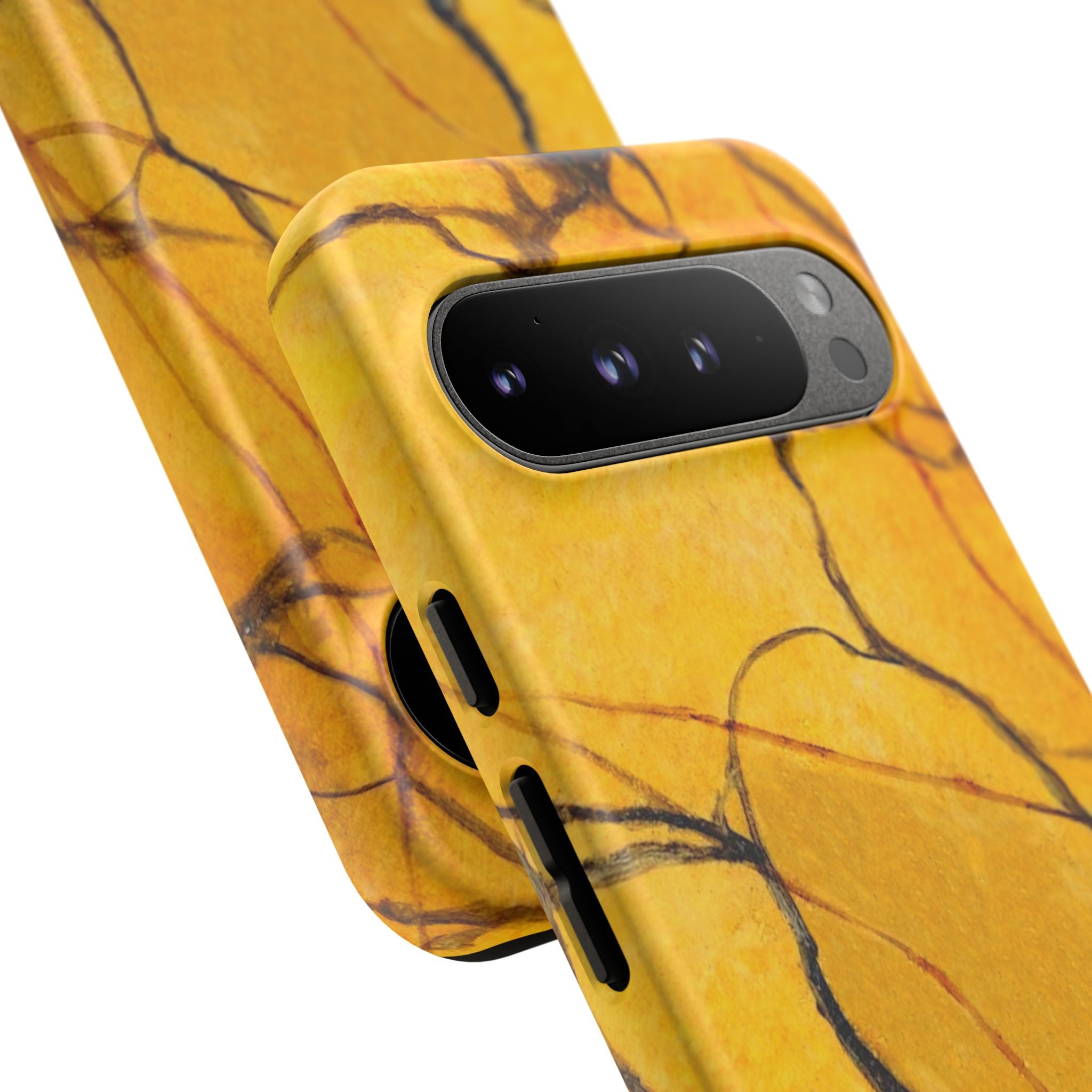  phone case in eye catching gold marble design in glossy or matte finish with silicone lining and hard shell for impact and UV resistance