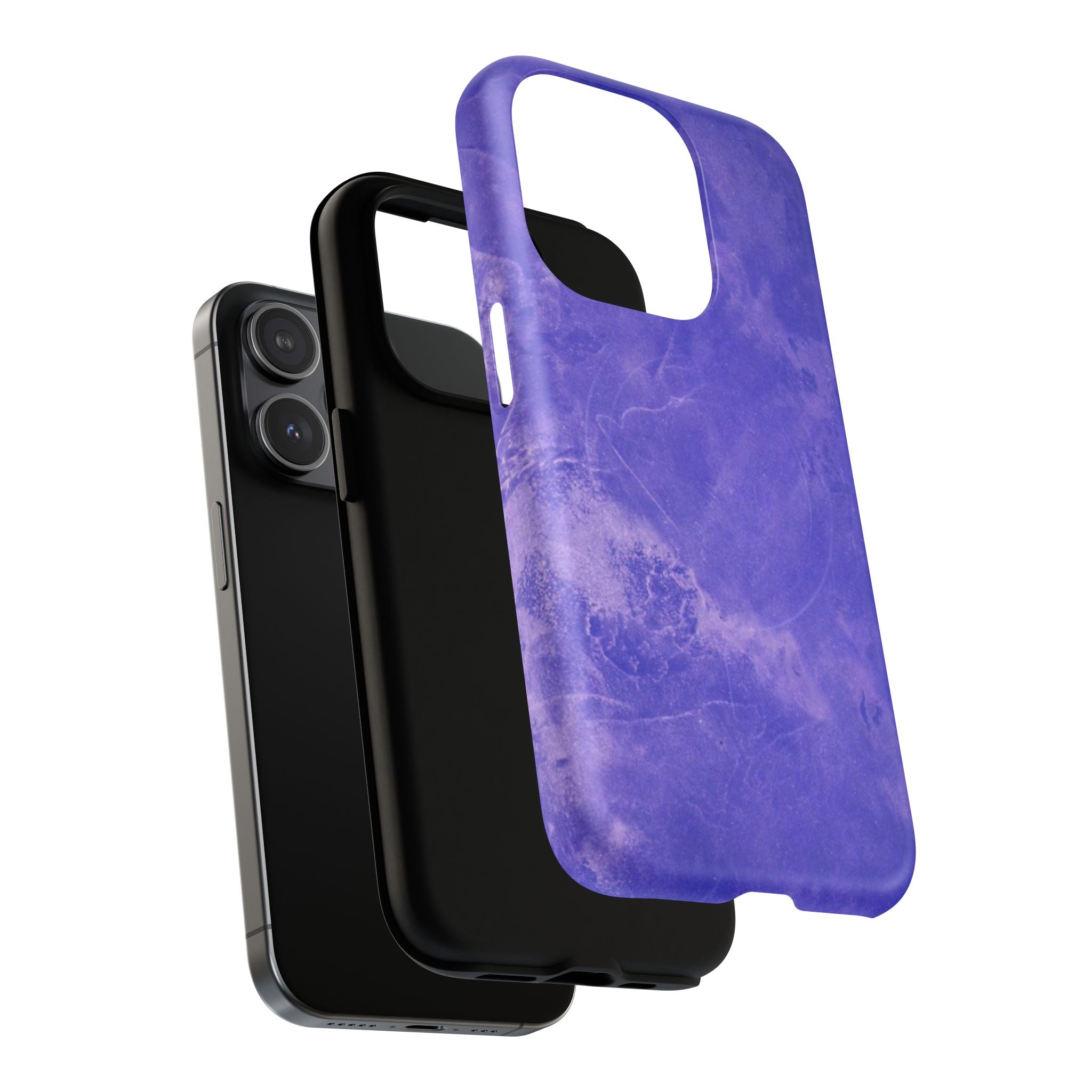 Magnetic iphone case in Blue abstract design with dual layers for toughness and  compatible with MagSafe Accessories