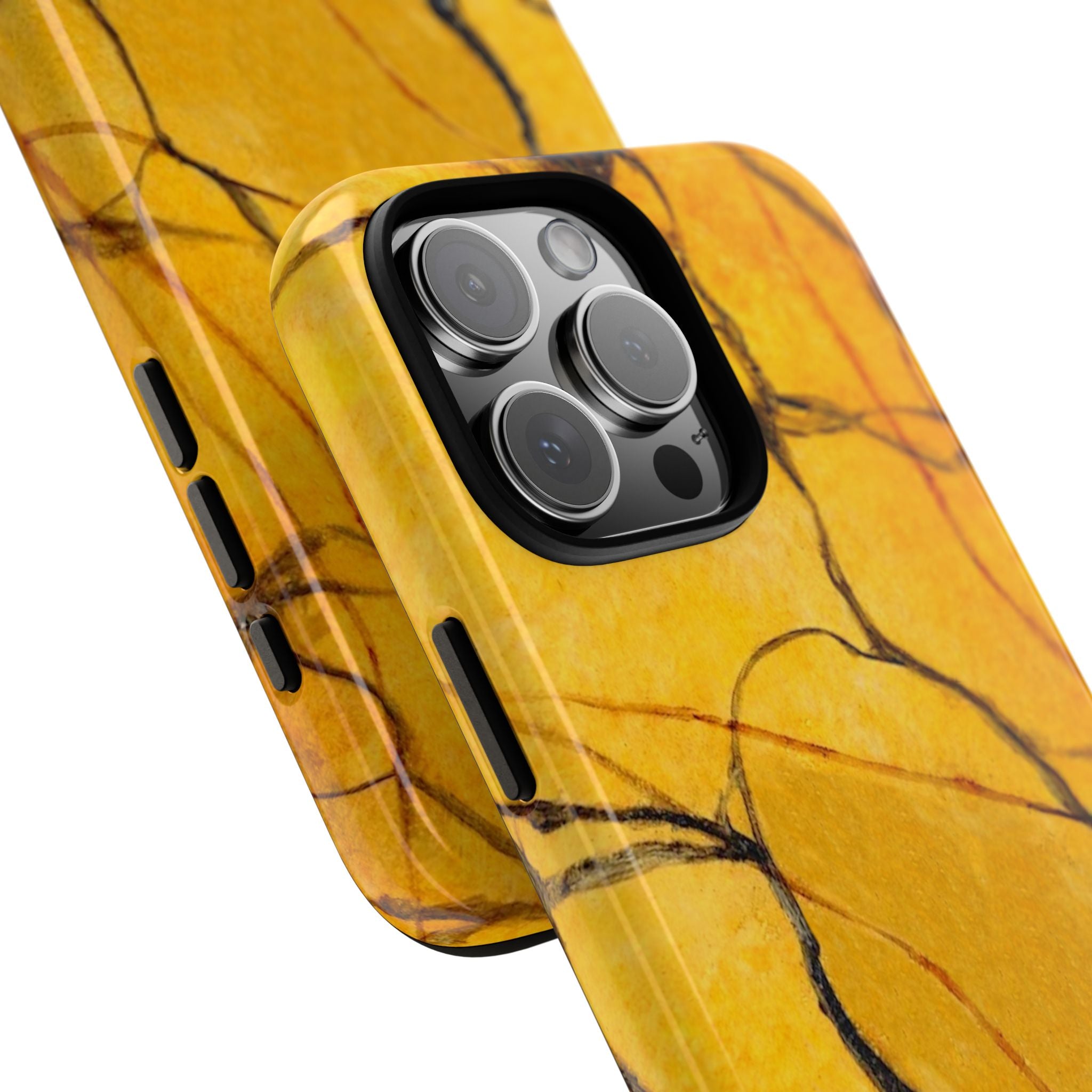  phone case in eye catching gold marble design in glossy or matte finish with silicone lining and hard shell for impact and UV resistance