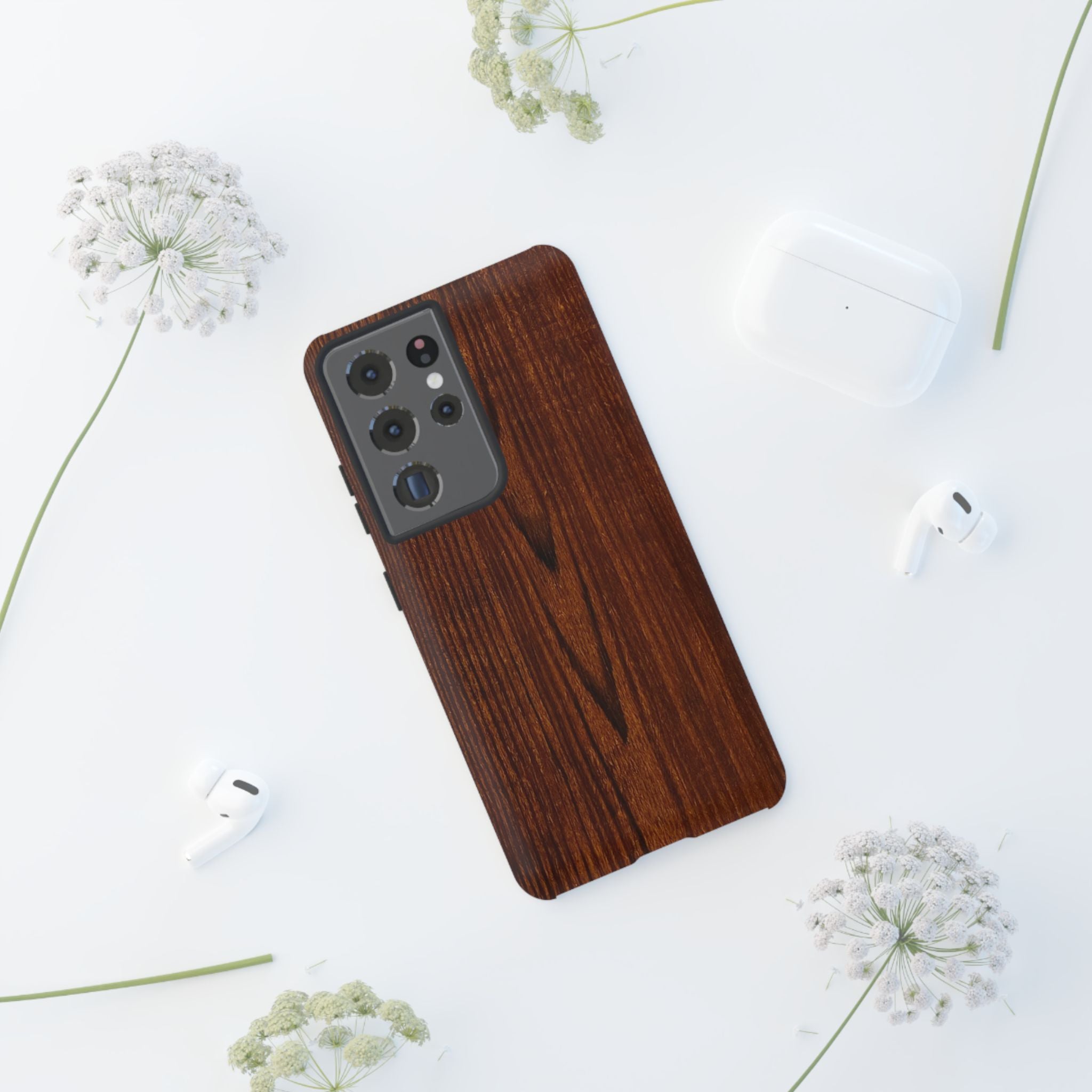 Phone Case in Fine Wood Grain Design with rustic, rugged good looks with toughness and durability for UV and impact resistance protection