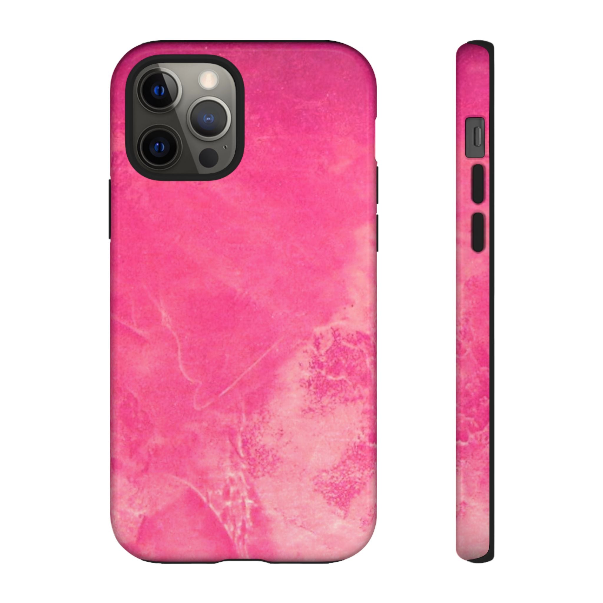 phone case in glossy or matte Hot Pink Marble Design with UV and impact resistance protection