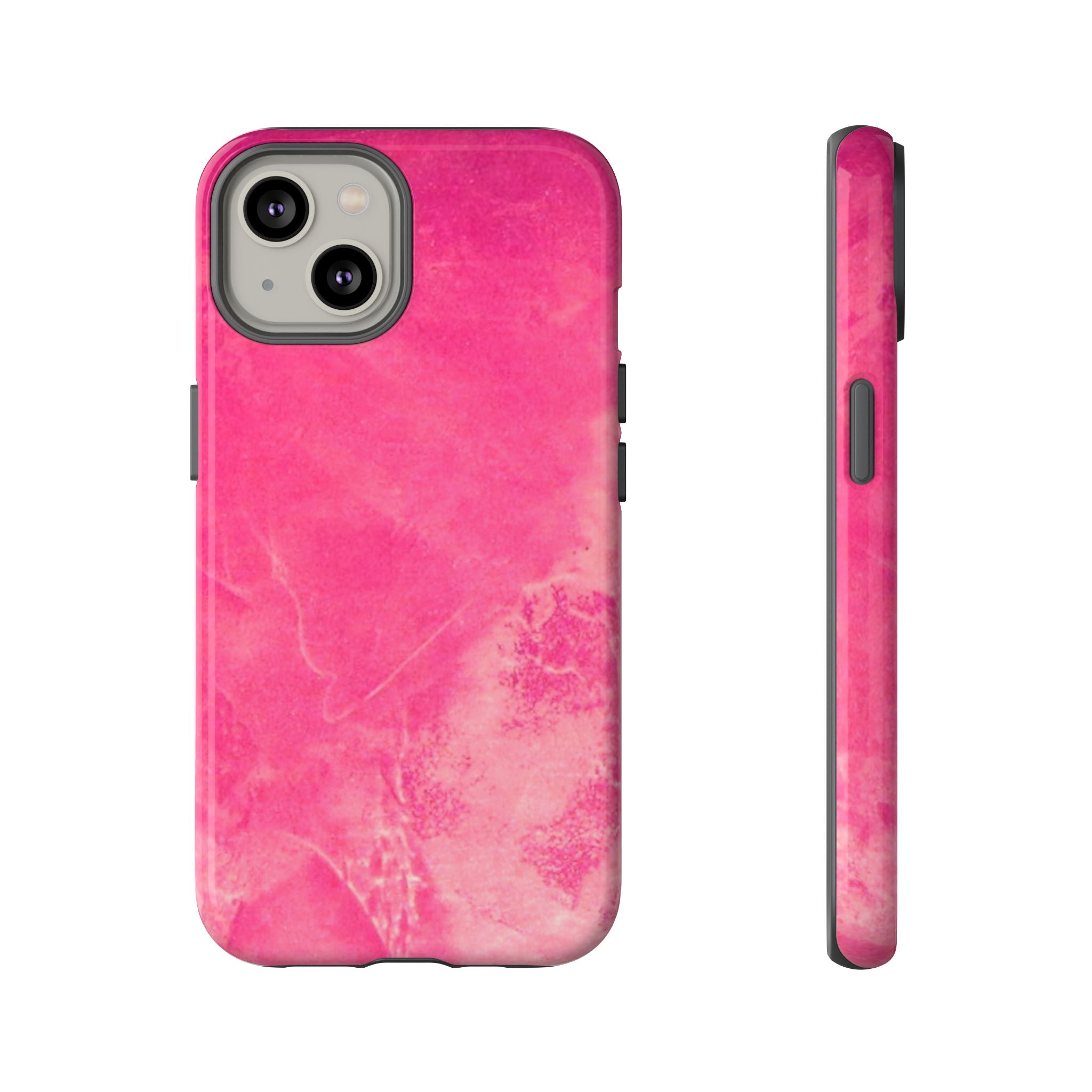 phone case in glossy or matte Hot Pink Marble Design with UV and impact resistance protection