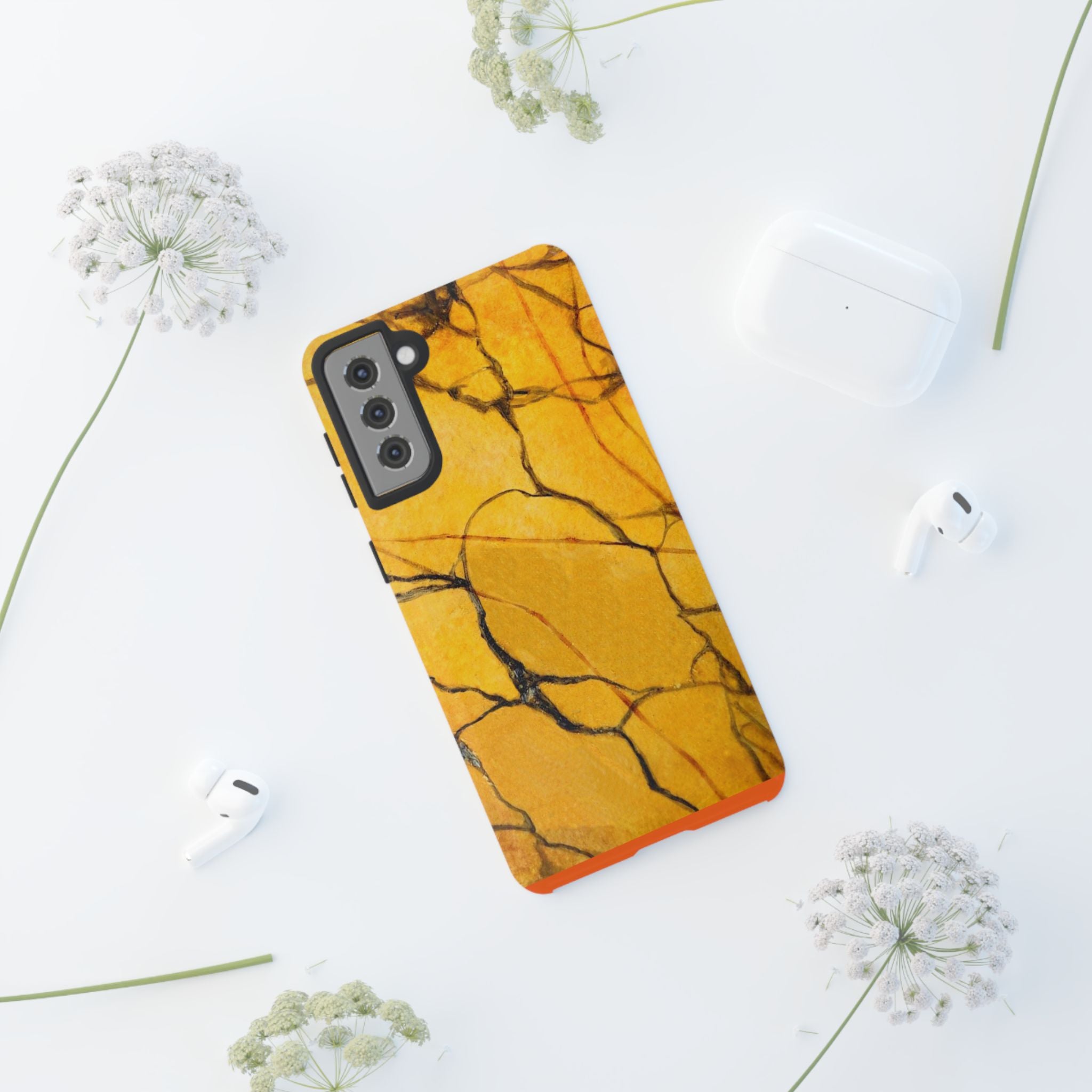  phone case in eye catching gold marble design in glossy or matte finish with silicone lining and hard shell for impact and UV resistance
