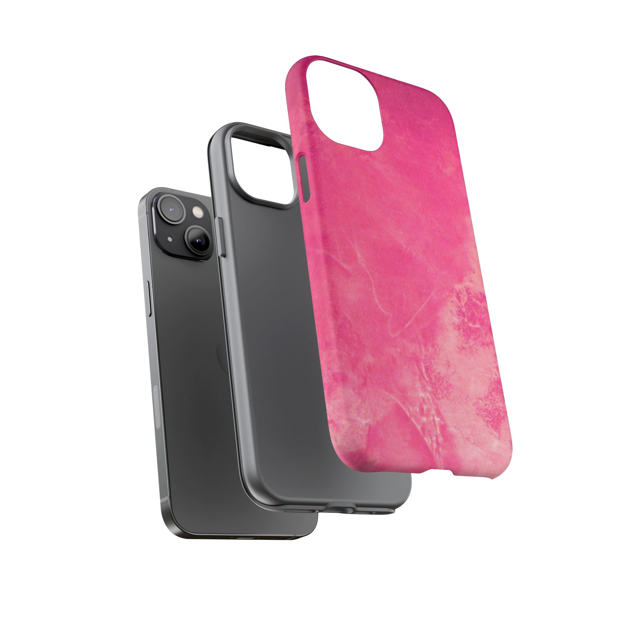 phone case in glossy or matte Hot Pink Marble Design with UV and impact resistance protection