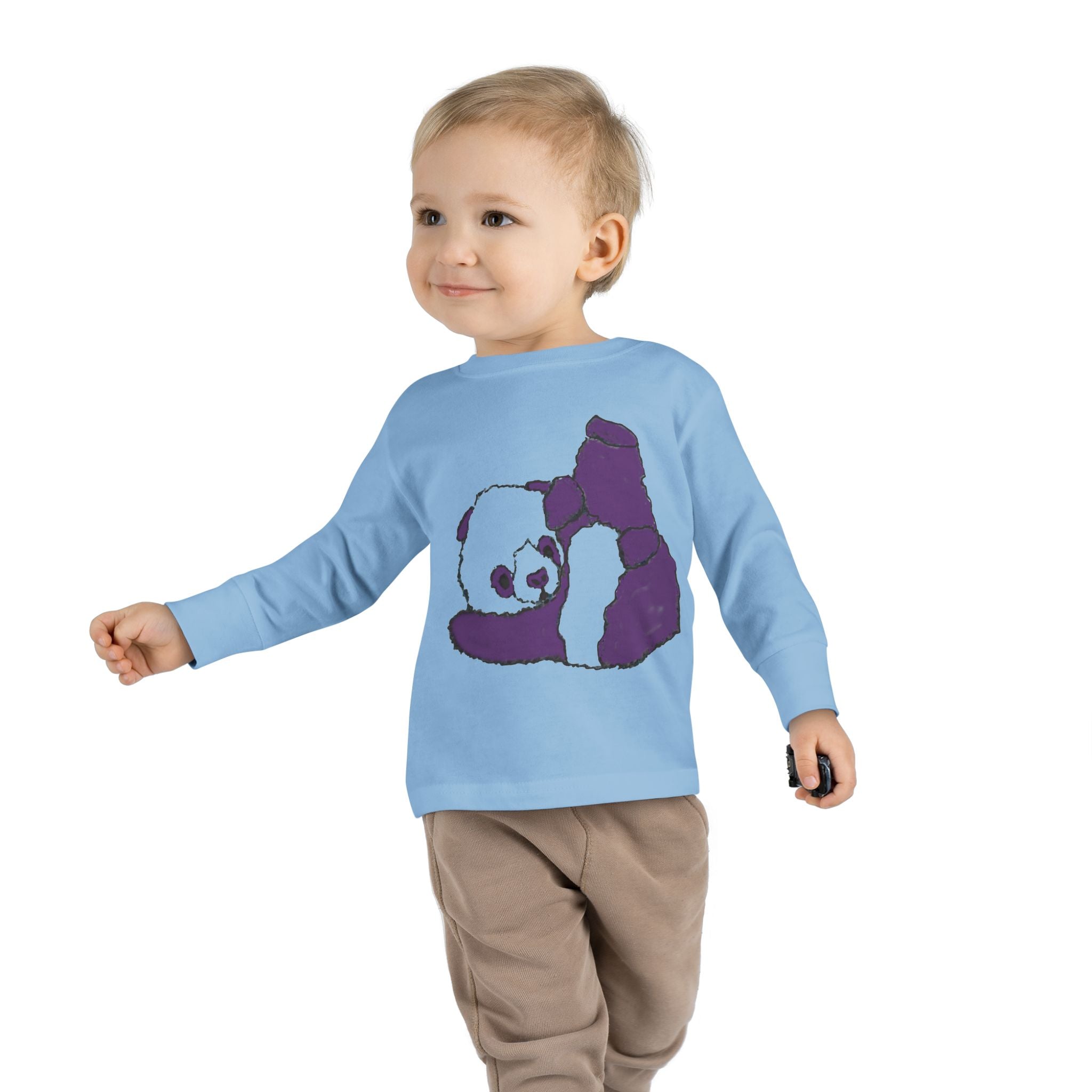 Toddler Long Sleeve Tee - Adorable Purple Panda