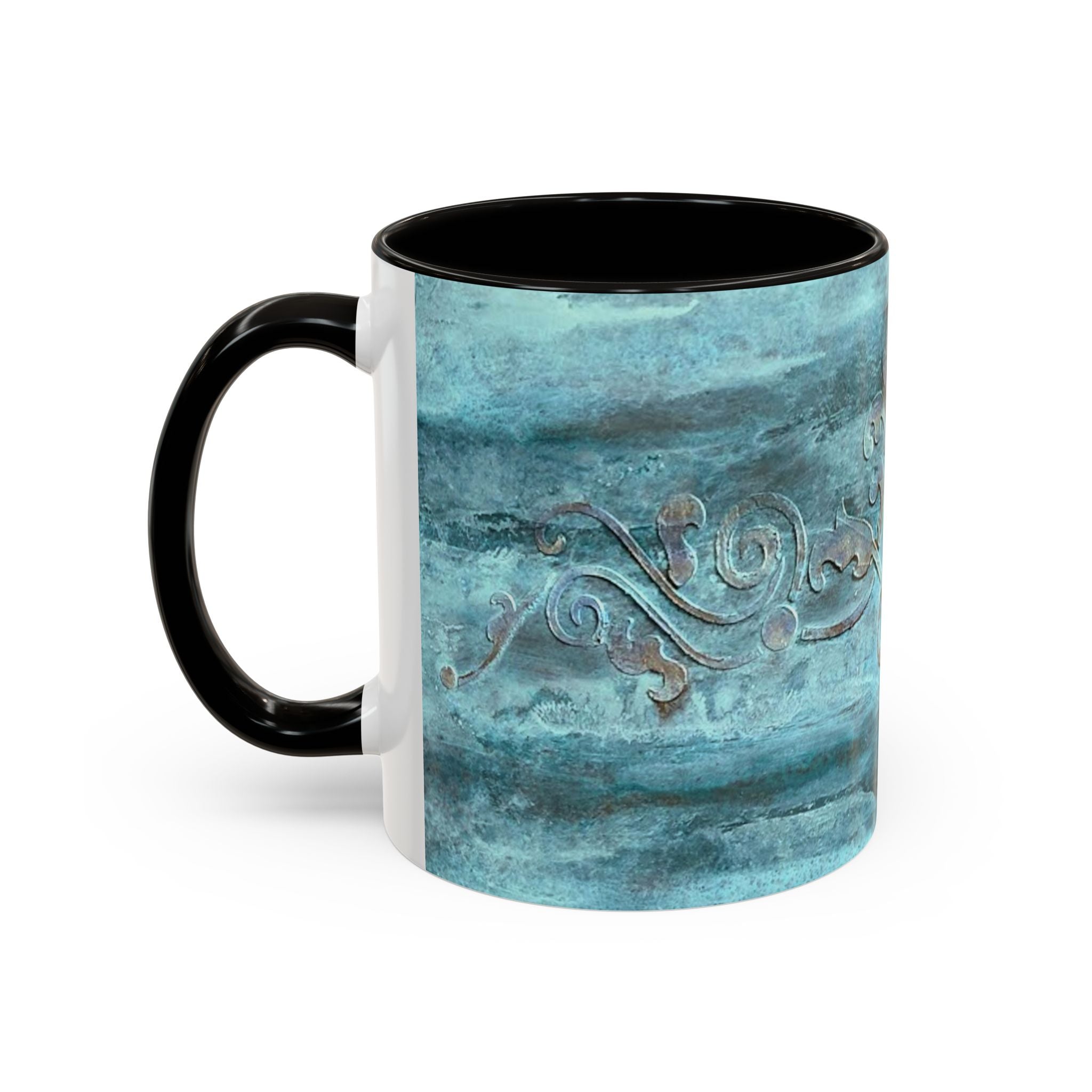 Mugs - Artistically painted with scrolled design 15oz & 11oz by Studio Blitz