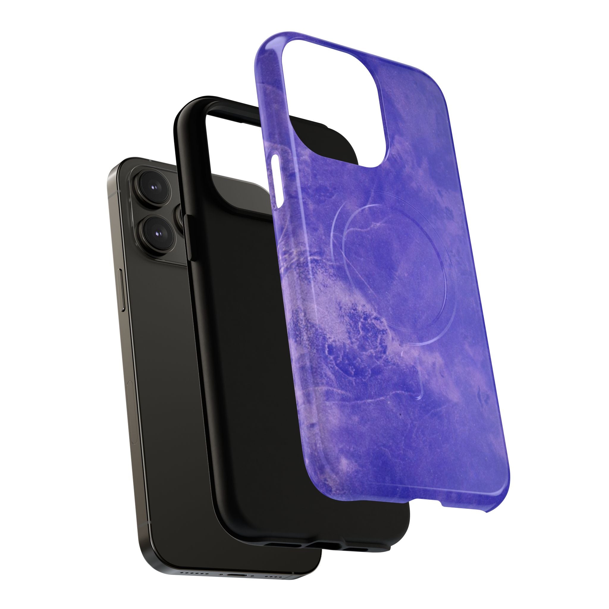 Magnetic iphone case in Blue abstract design with dual layers for toughness and  compatible with MagSafe Accessories