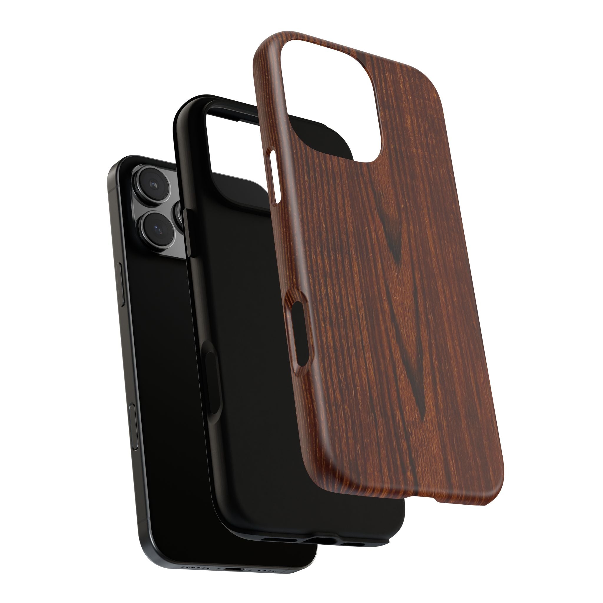 Phone Case in Fine Wood Grain Design with rustic, rugged good looks with toughness and durability for UV and impact resistance protection