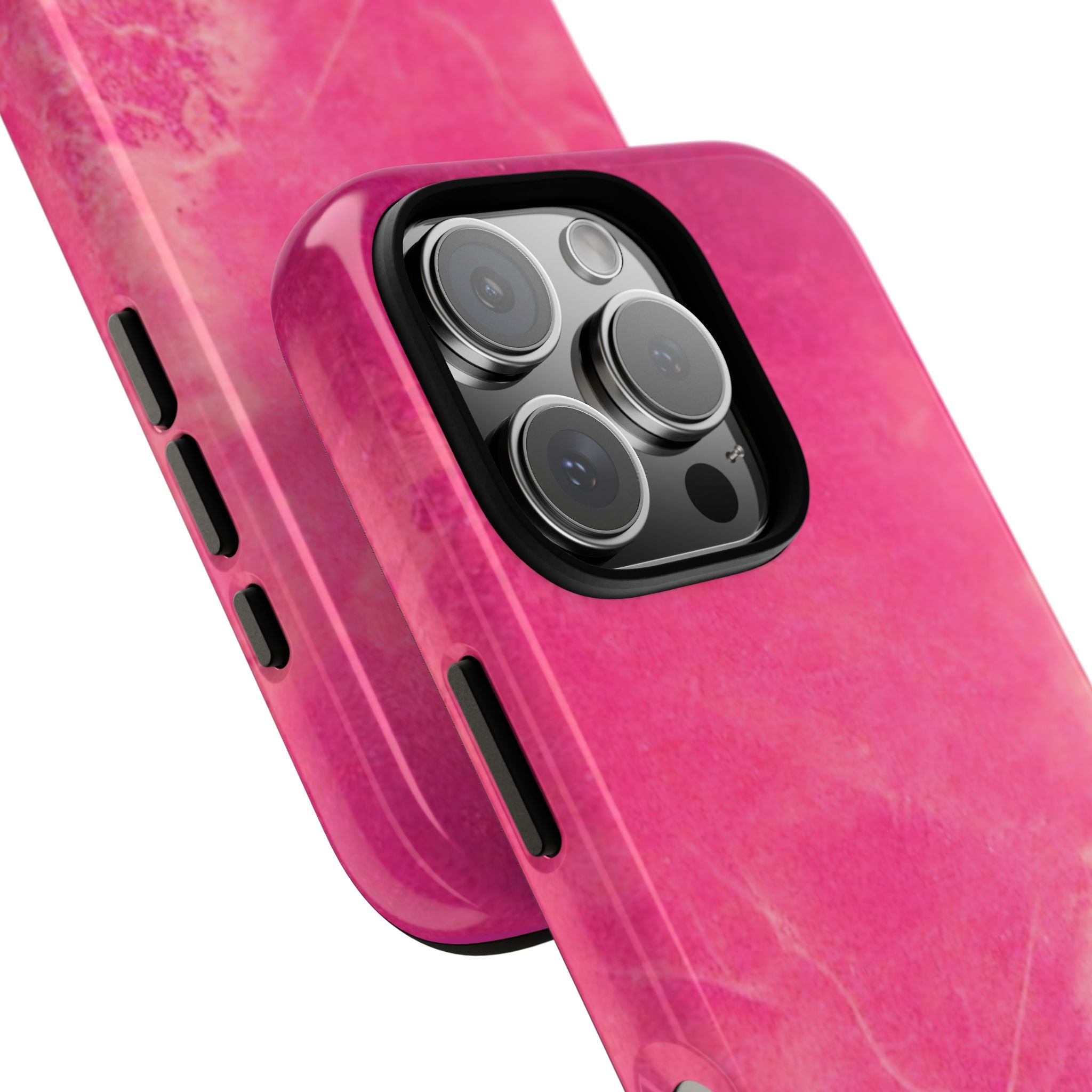 phone case in glossy or matte Hot Pink Marble Design with UV and impact resistance protection