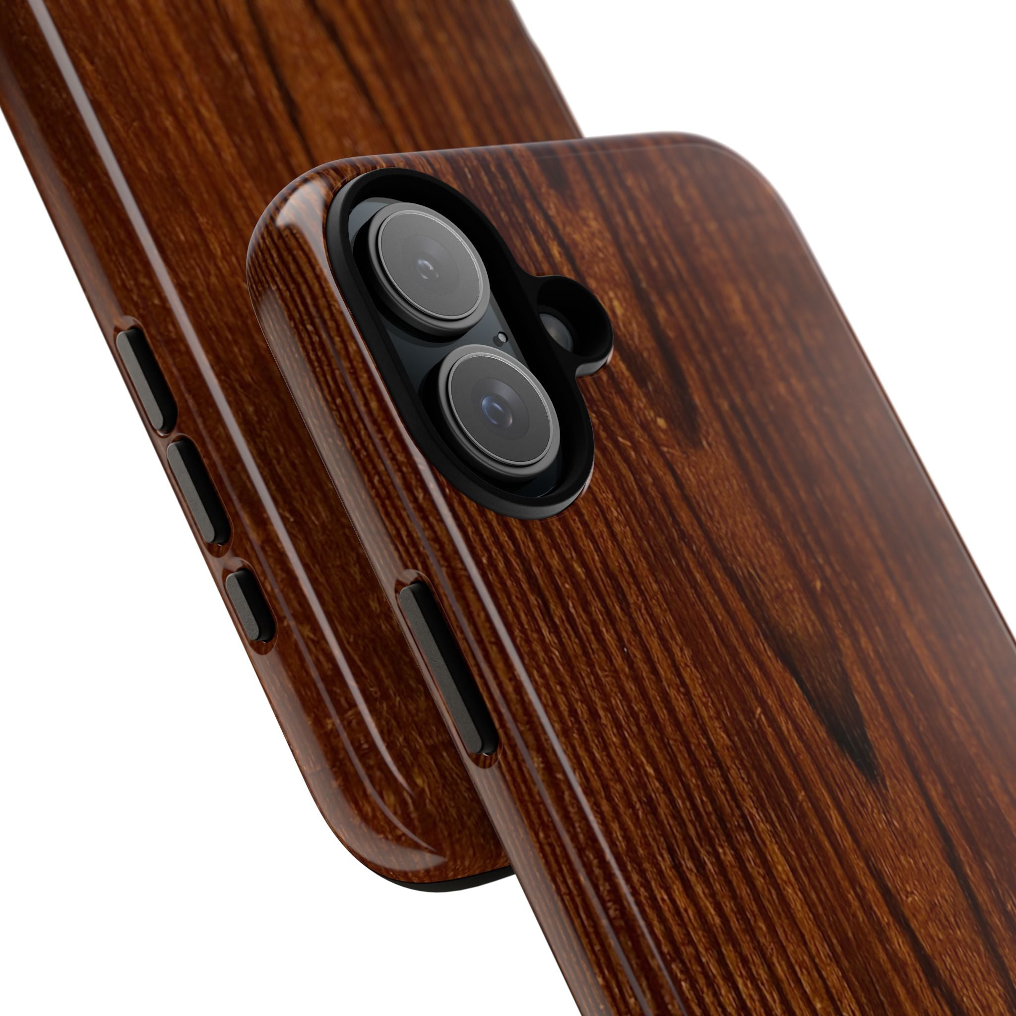 Phone Case in Fine Wood Grain Design with rustic, rugged good looks with toughness and durability for UV and impact resistance protection