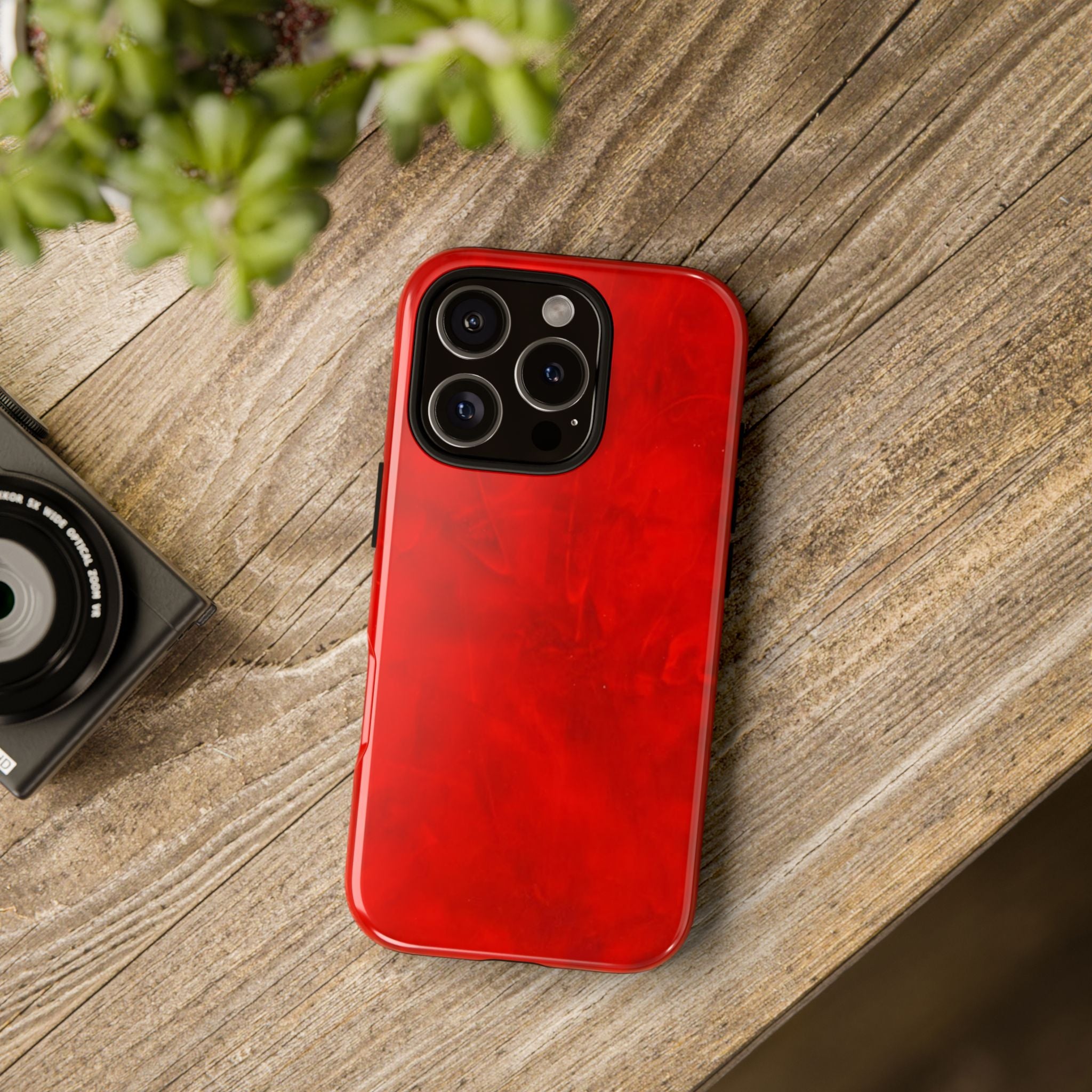 Phone Case in Hot Red Leather-like Design with Dual Layer for Shock Impact and UV Protection