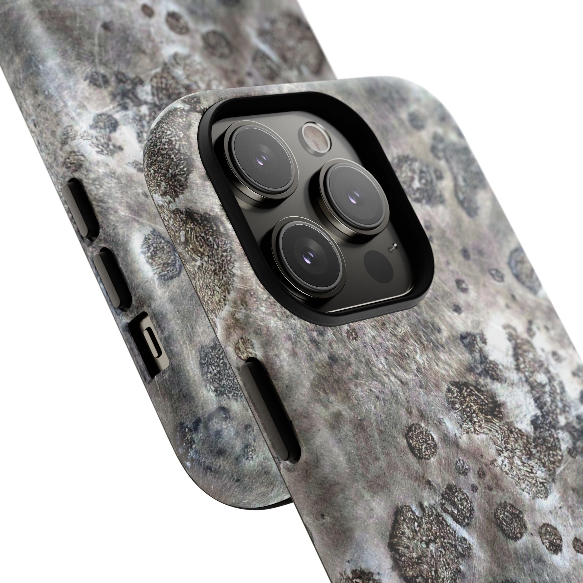 Magnetic iphone case with a Lunar Moon Rock Design is as tough as it looks with 2 layer shell compatible with MagSafe Accessories