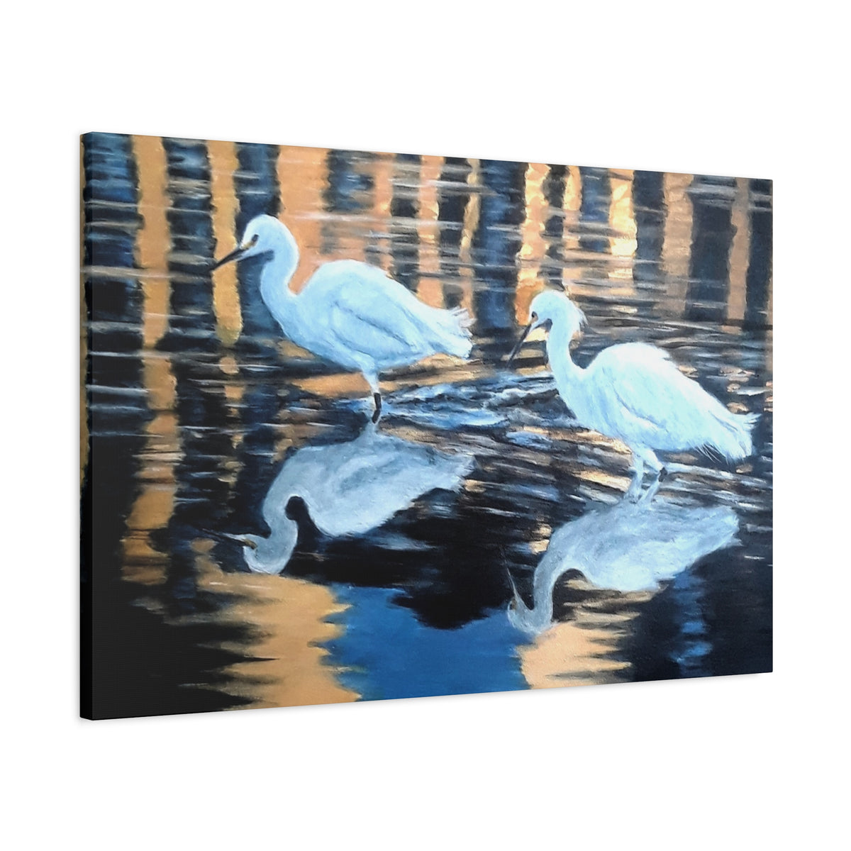Canvas Wall Art – Reflected Egrets at Dusk