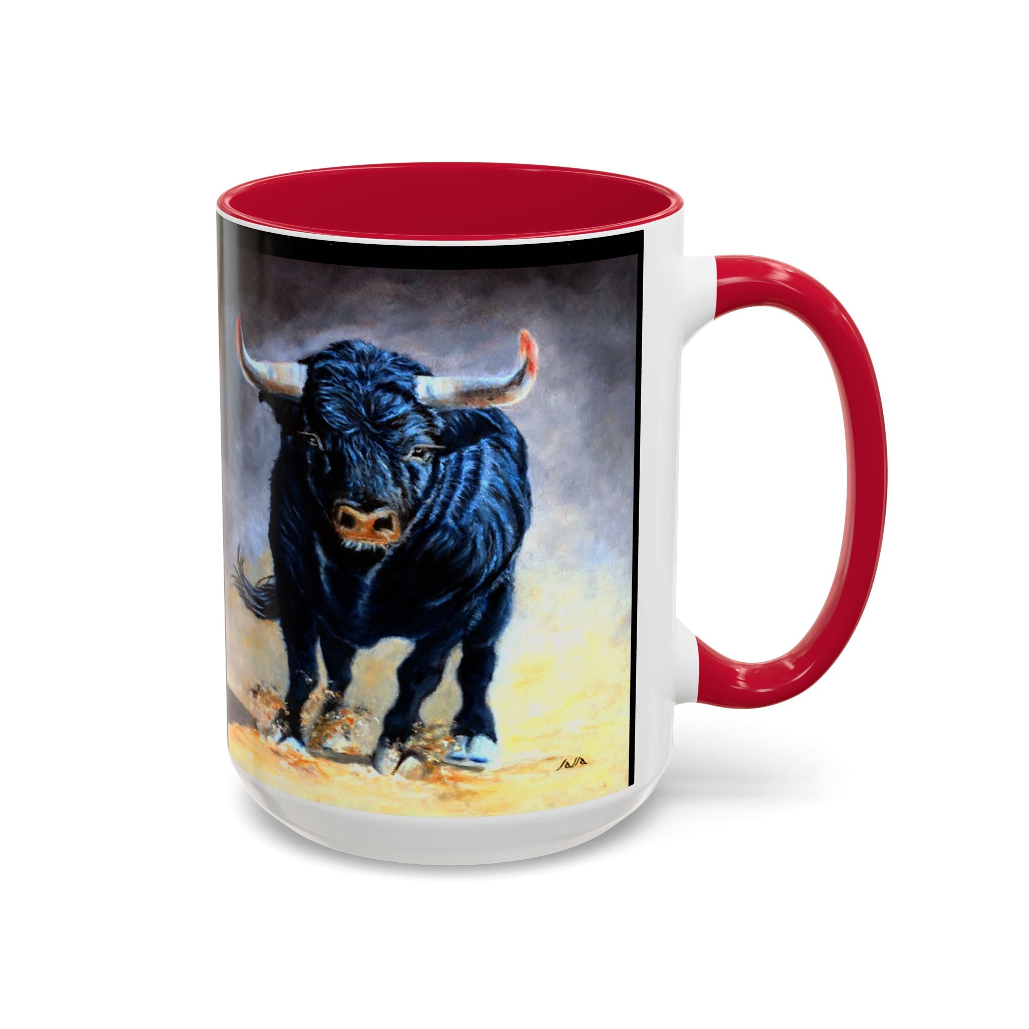 Mugs - premium ceramic 11oz. & 15oz. - artist painted Charging Bull