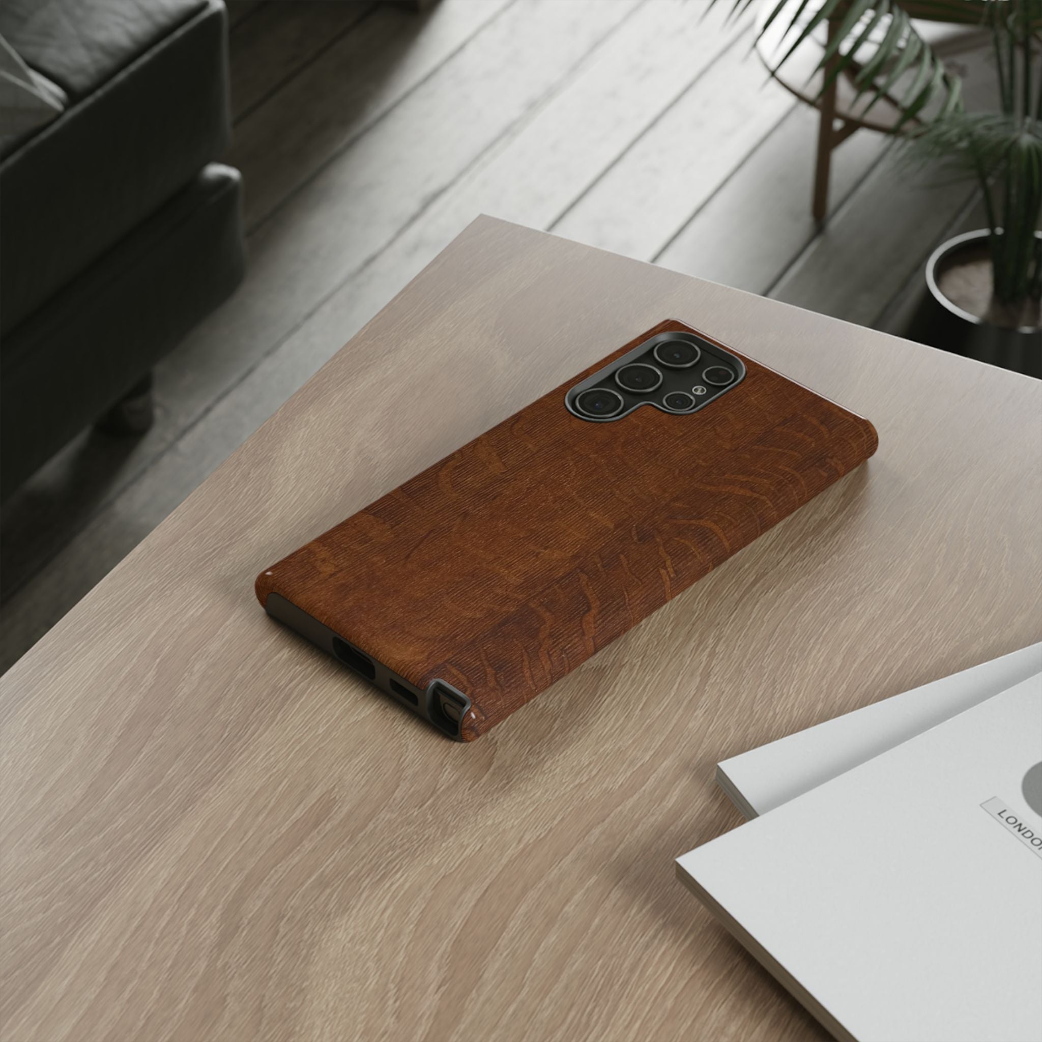 Phone case with 3D Wrap Unique Wood Grain Design - Tough and Durable in Glossy or Matte finish