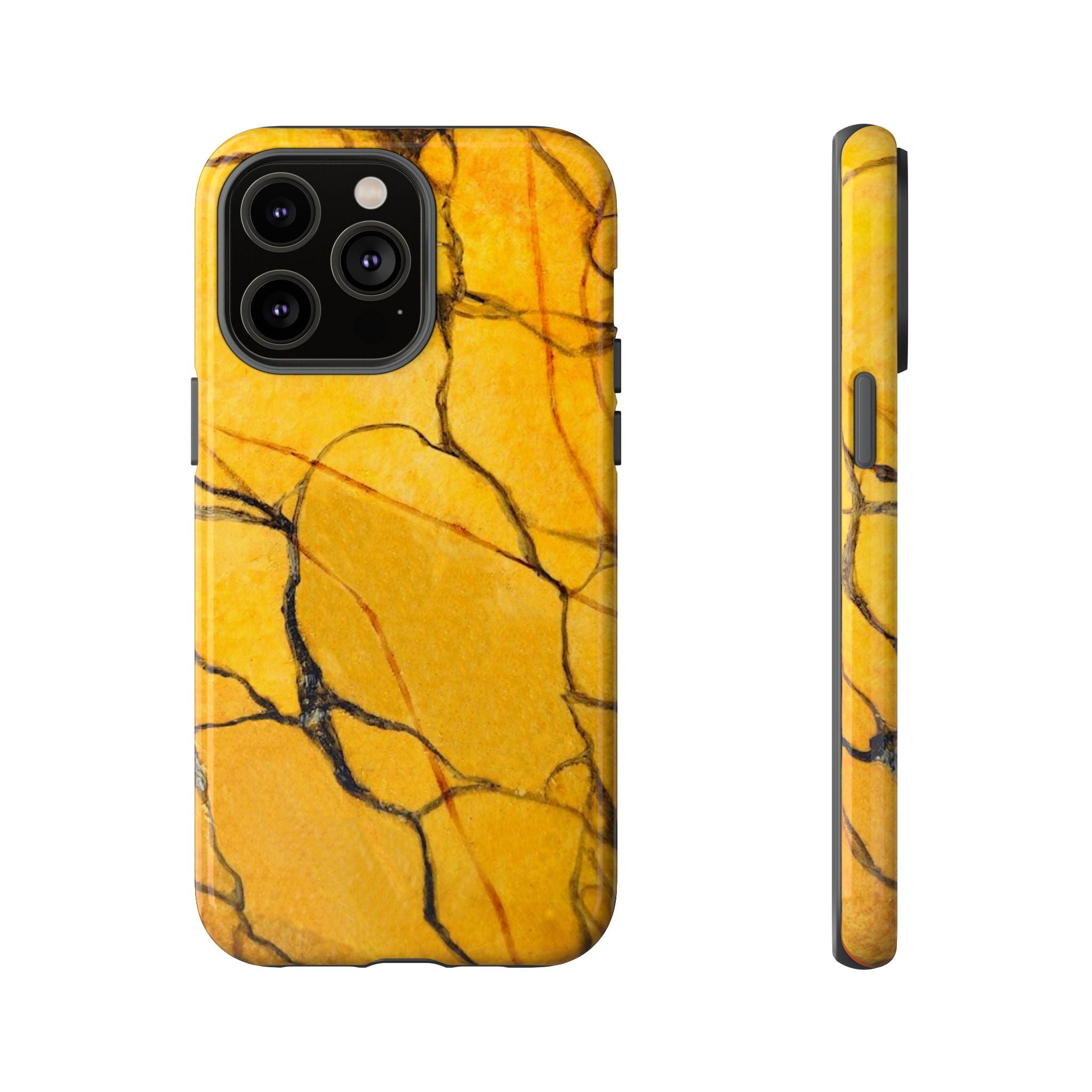  phone case in eye catching gold marble design in glossy or matte finish with silicone lining and hard shell for impact and UV resistance