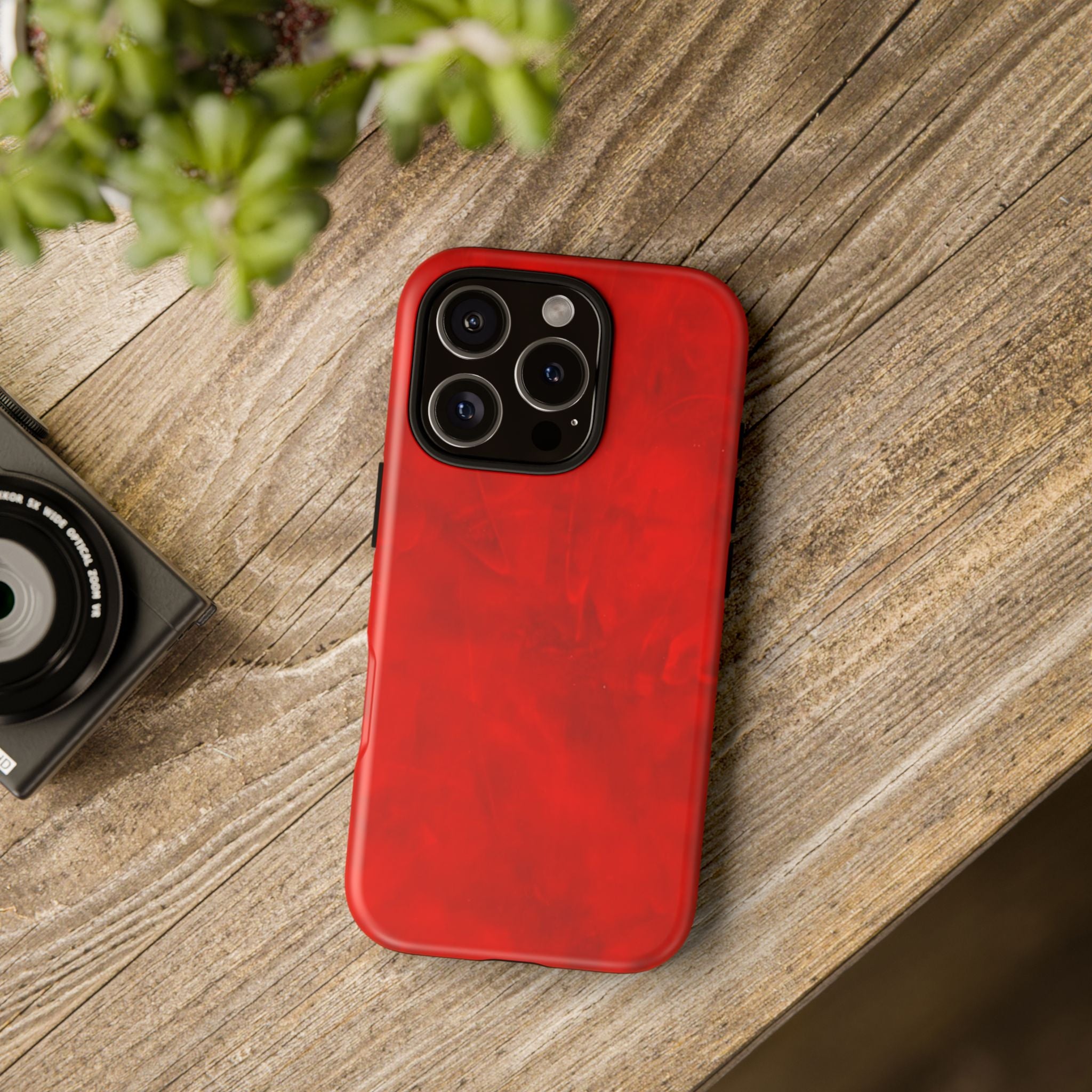 Phone Case in Hot Red Leather-like Design with Dual Layer for Shock Impact and UV Protection