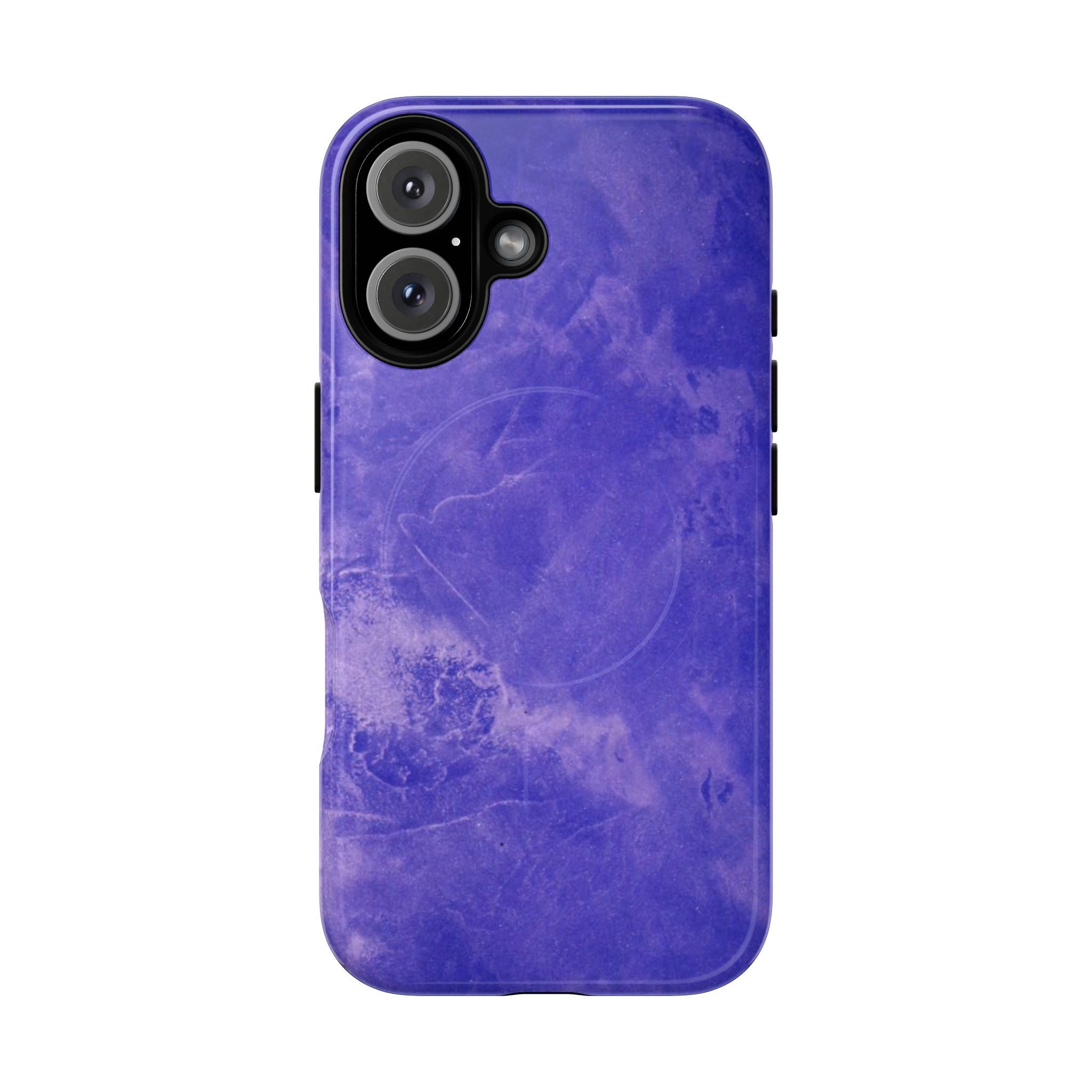 Magnetic iphone case in Blue abstract design with dual layers for toughness and  compatible with MagSafe Accessories
