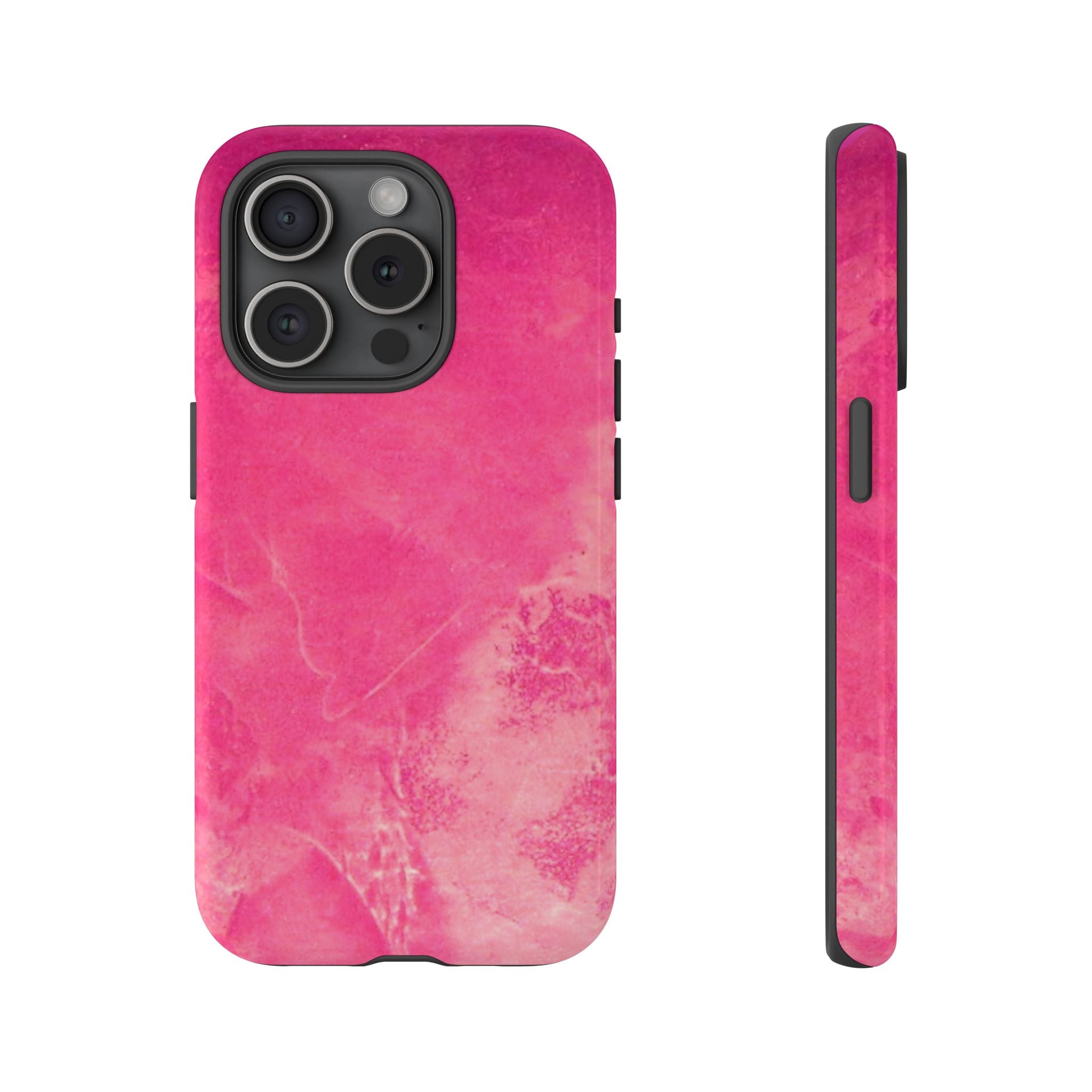 phone case in glossy or matte Hot Pink Marble Design with UV and impact resistance protection
