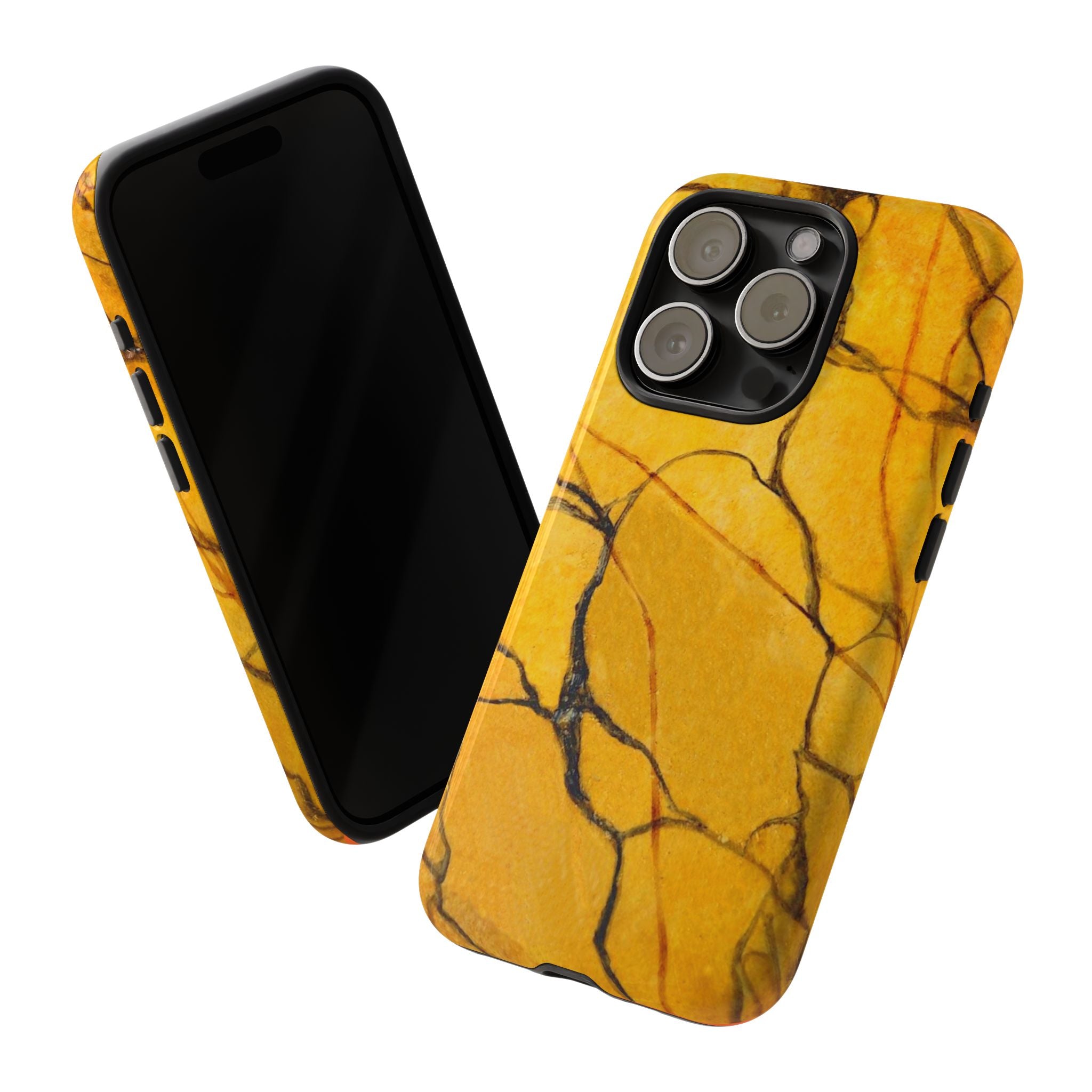  phone case in eye catching gold marble design in glossy or matte finish with silicone lining and hard shell for impact and UV resistance