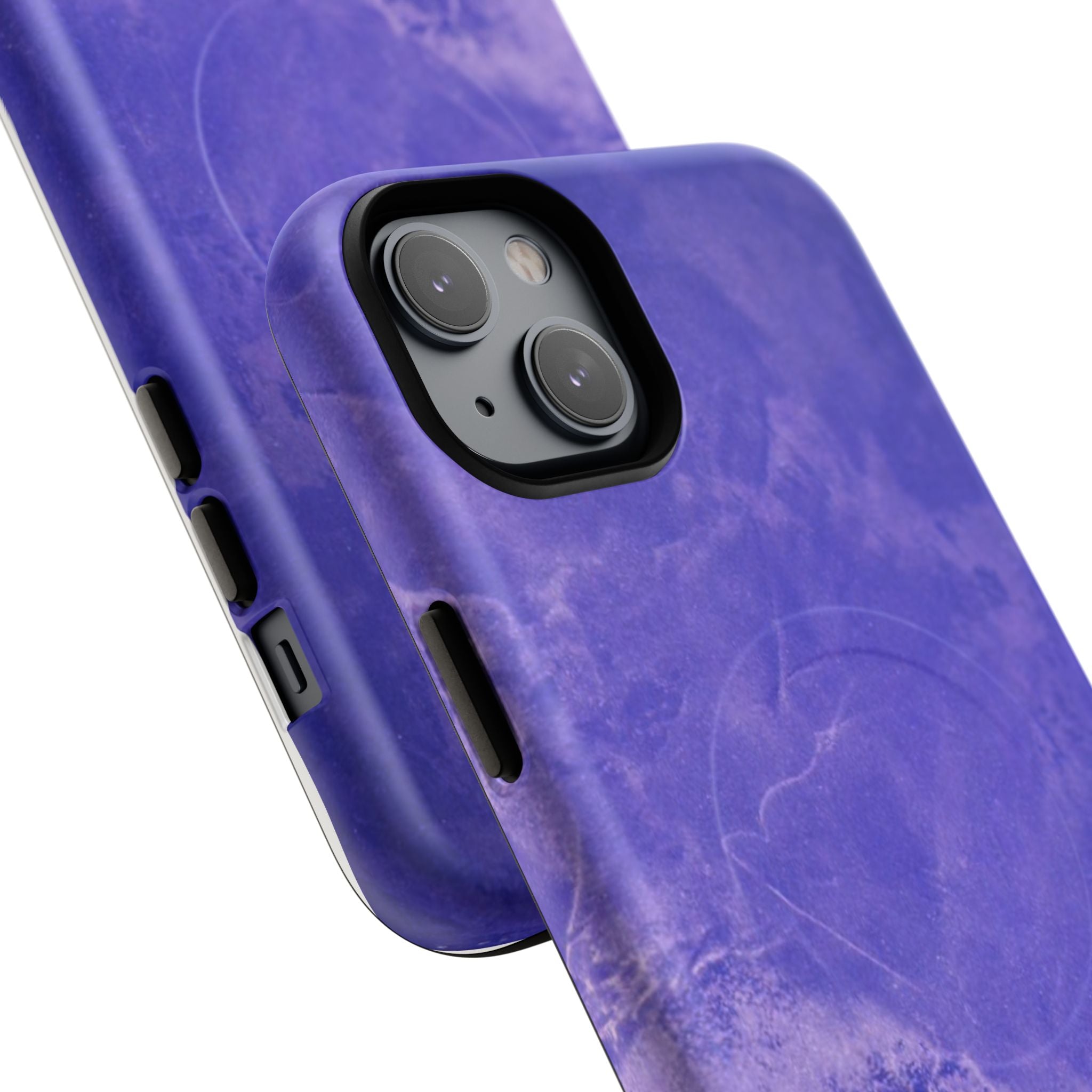 Magnetic iphone case in Blue abstract design with dual layers for toughness and  compatible with MagSafe Accessories