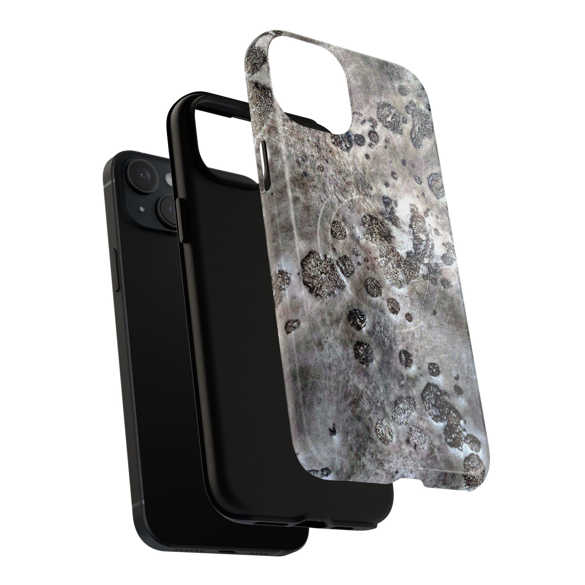Magnetic iphone case with a Lunar Moon Rock Design is as tough as it looks with 2 layer shell compatible with MagSafe Accessories