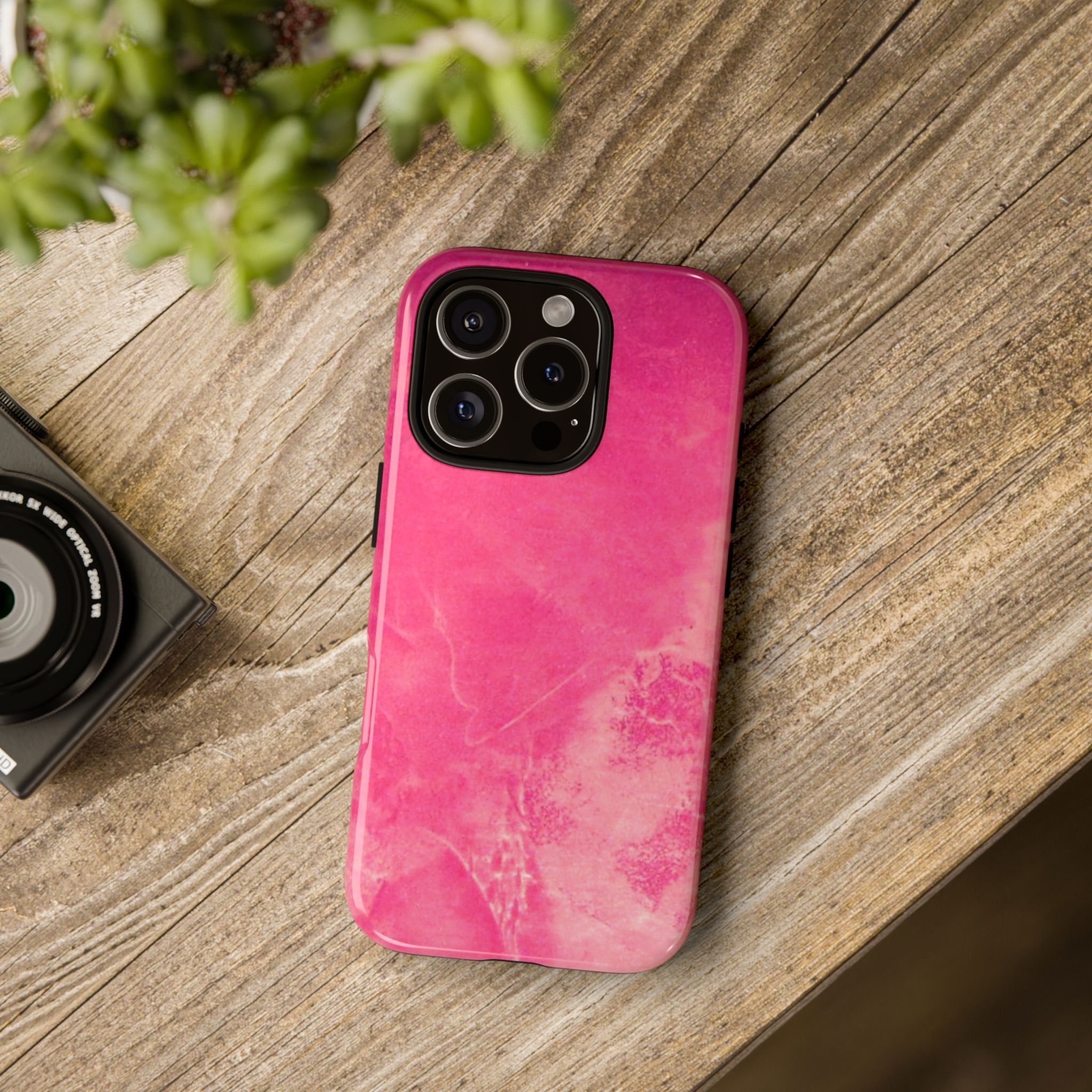 phone case in glossy or matte Hot Pink Marble Design with UV and impact resistance protection
