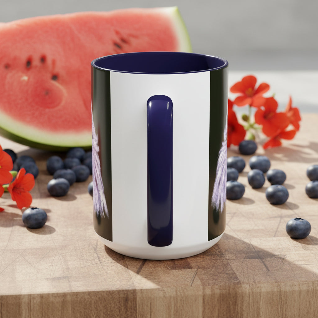 15 oz Mug with Navy accents and C Handle - eagle on either side
