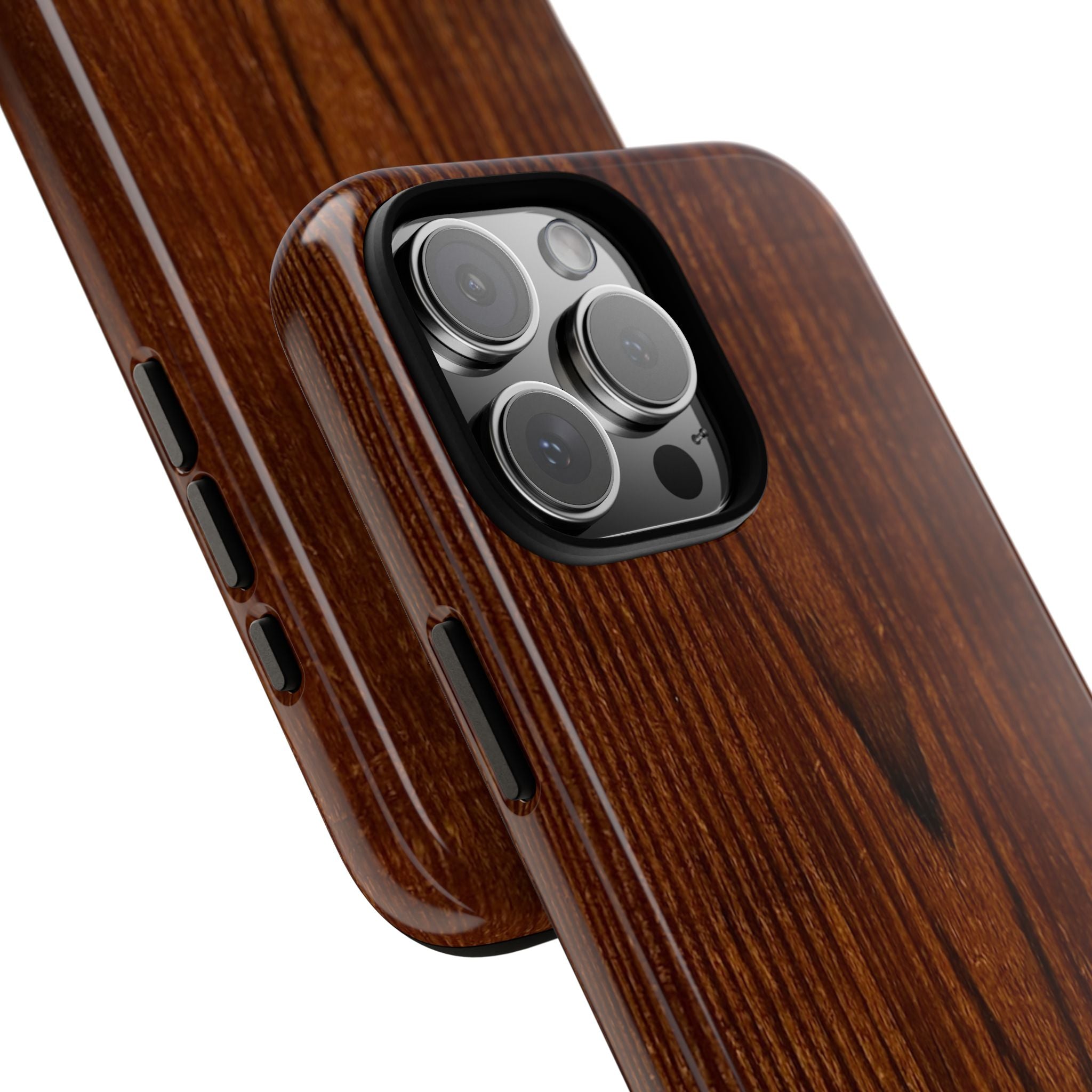 Phone Case in Fine Wood Grain Design with rustic, rugged good looks with toughness and durability for UV and impact resistance protection