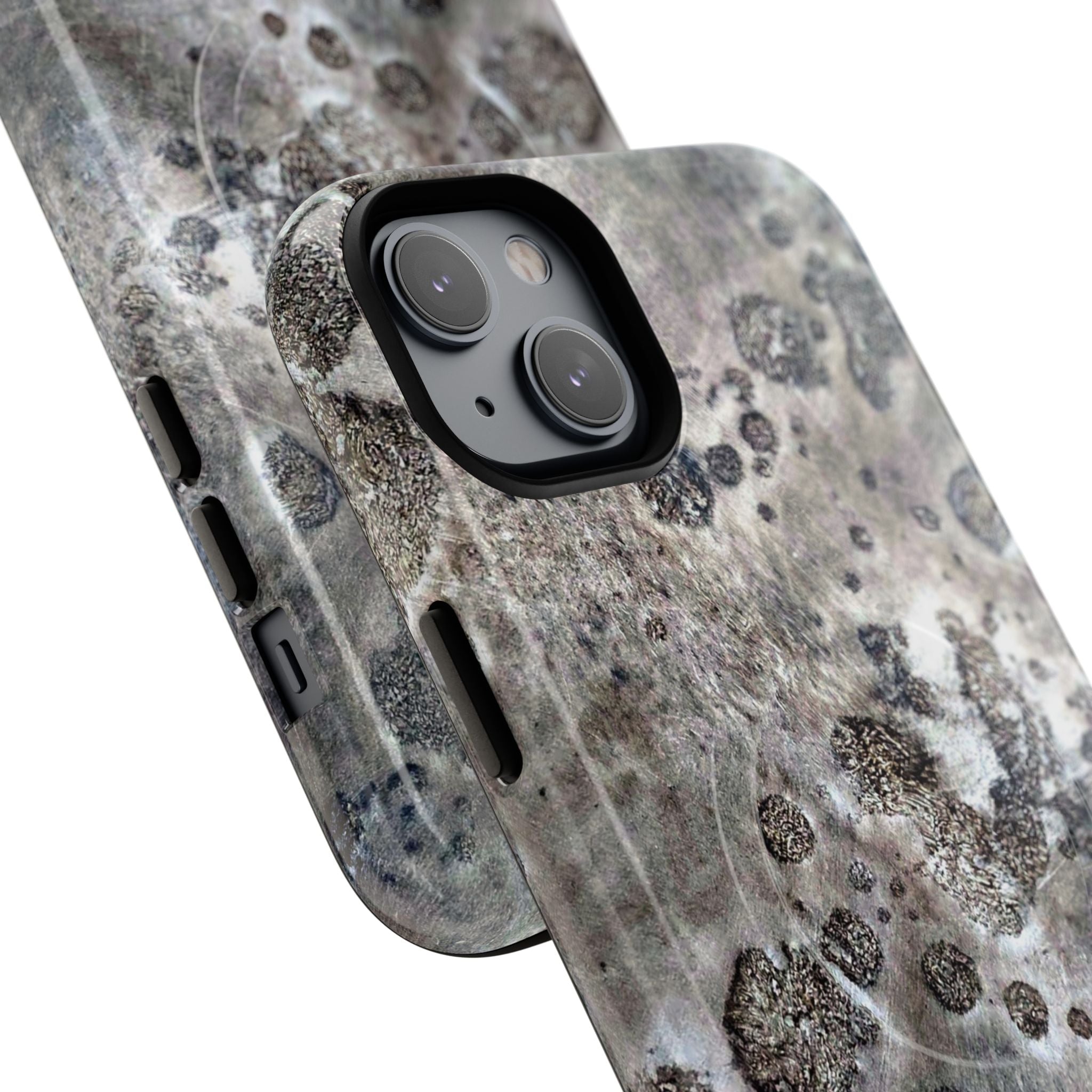 Magnetic iphone case with a Lunar Moon Rock Design is as tough as it looks with 2 layer shell compatible with MagSafe Accessories