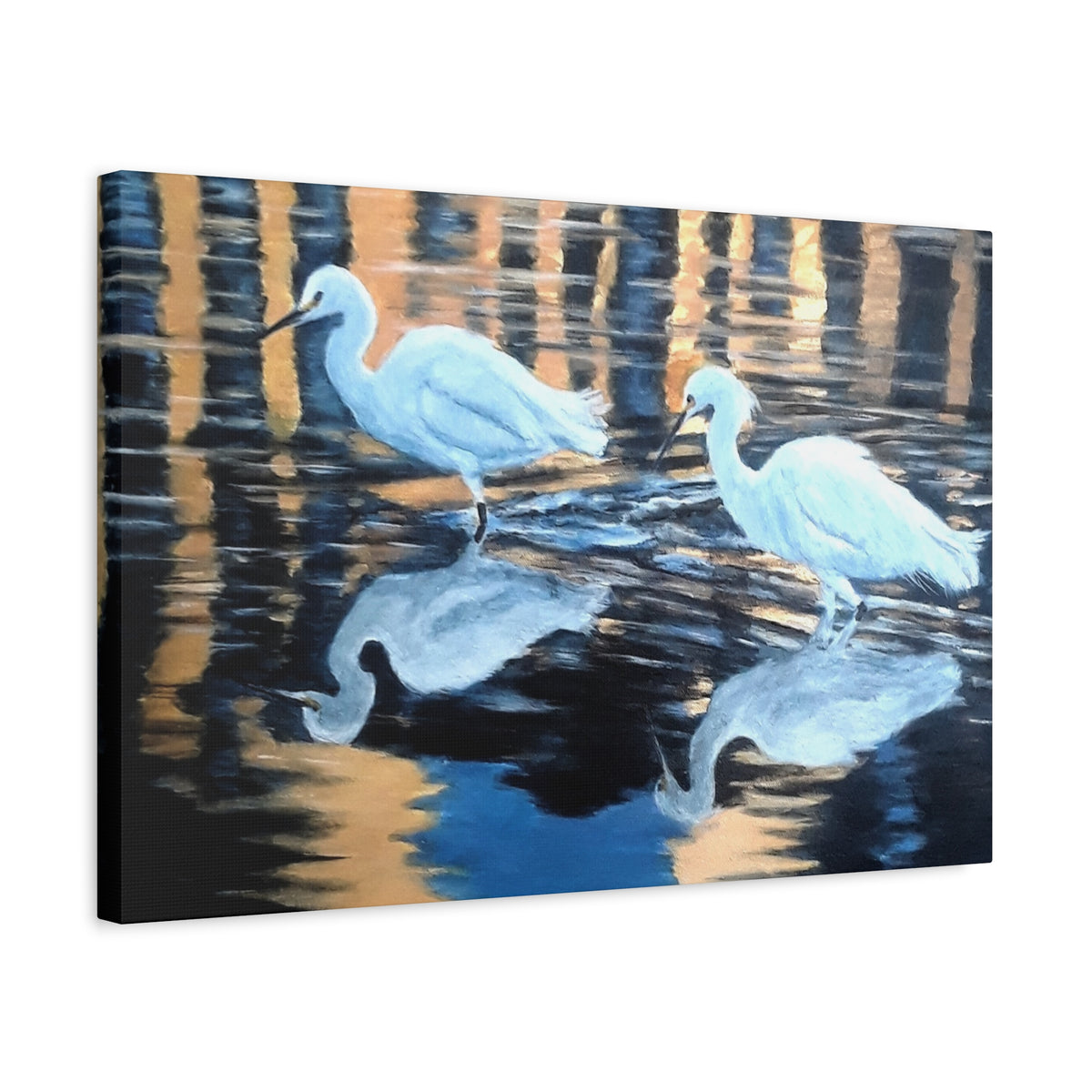 Canvas Wall Art – Reflected Egrets at Dusk