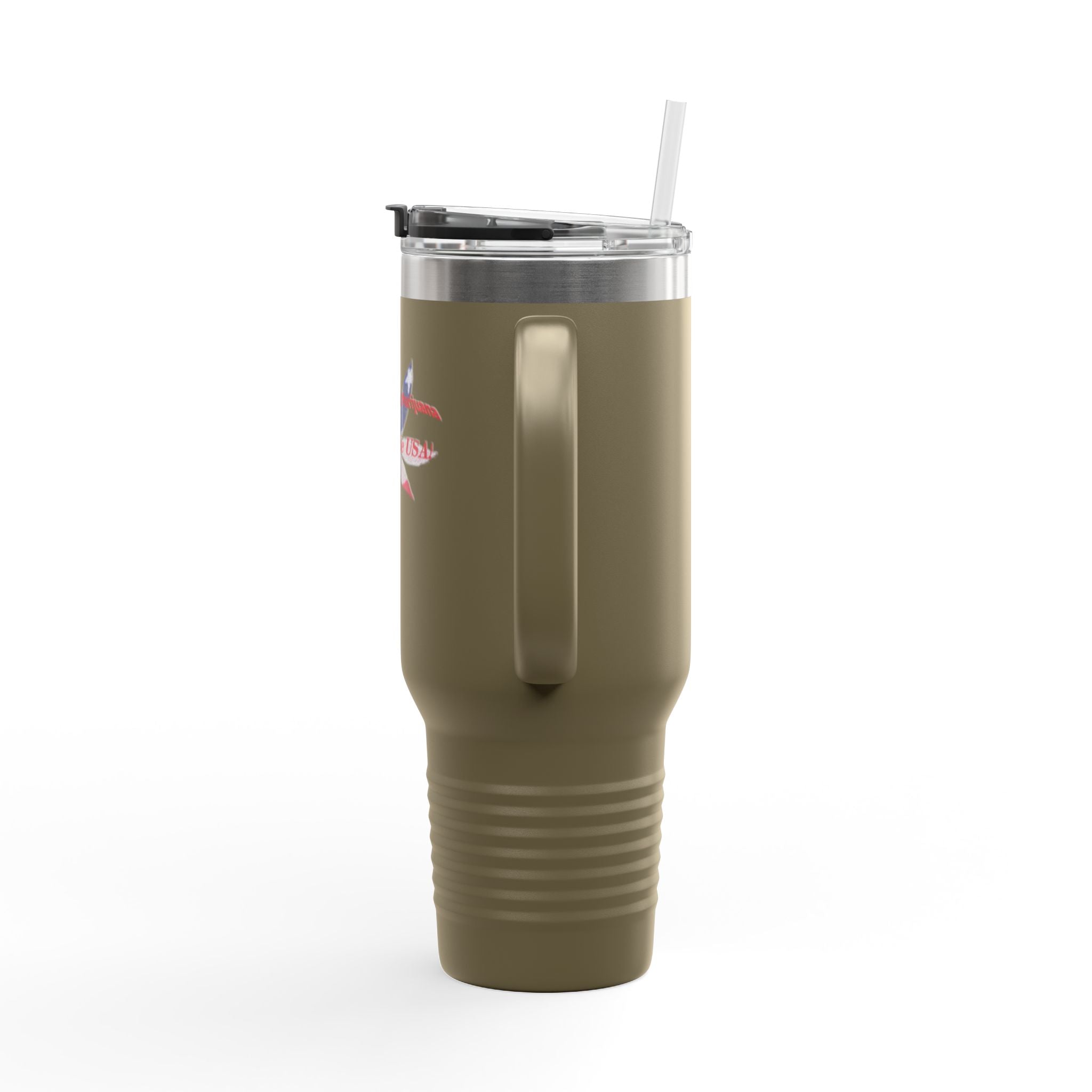 40oz Insulated Travel Mug — American Flag Cannabis Leaf Design