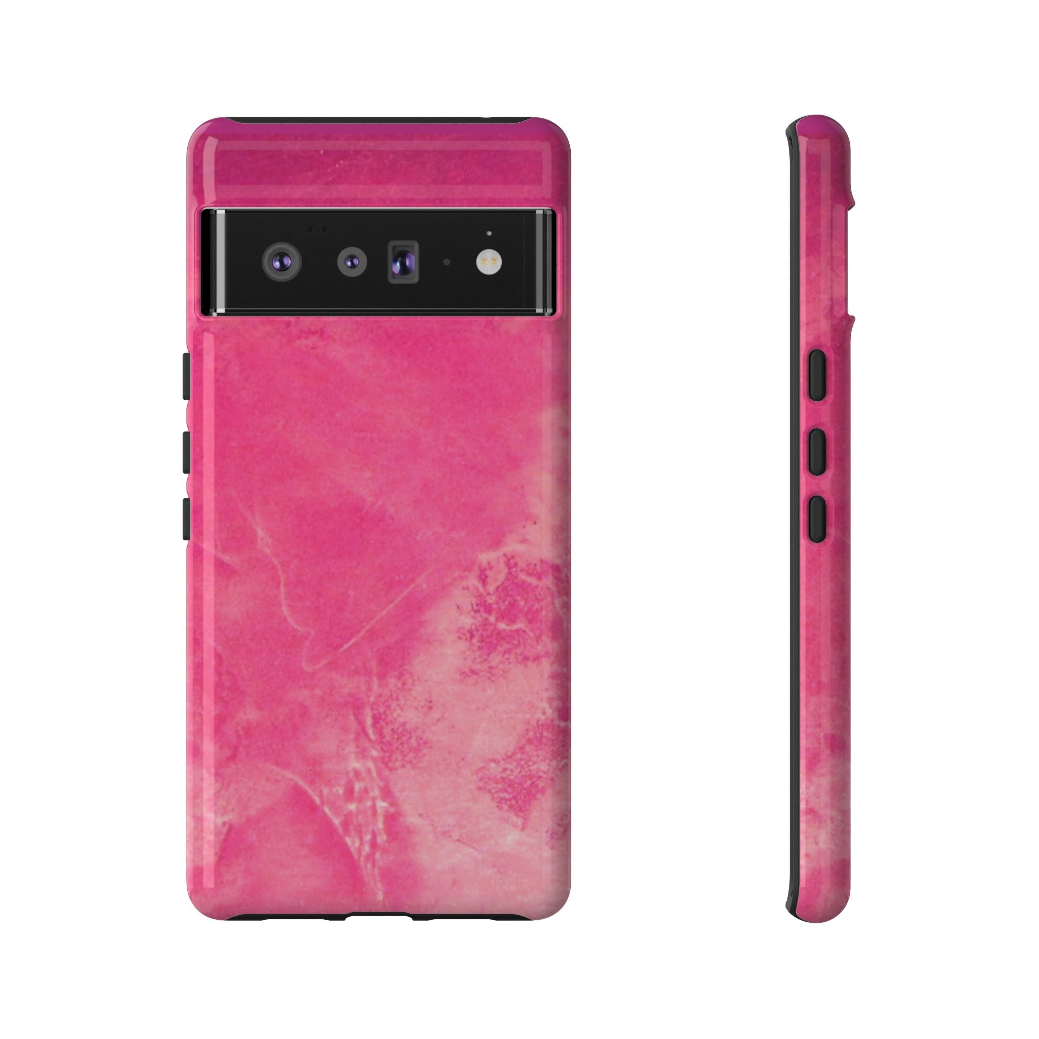 phone case in glossy or matte Hot Pink Marble Design with UV and impact resistance protection