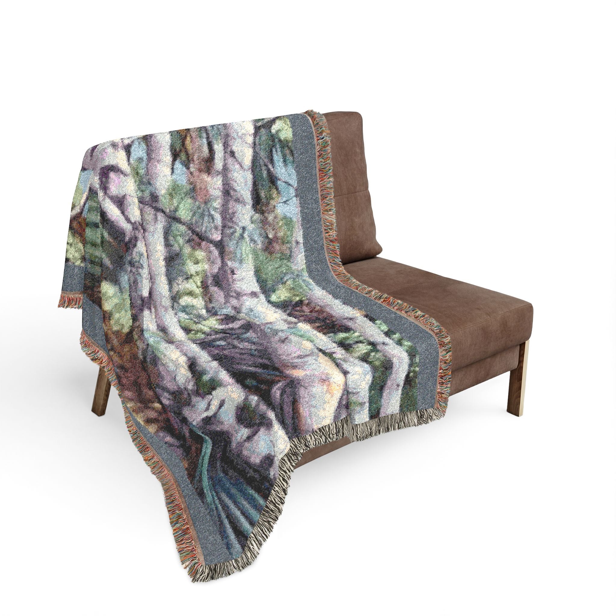 Throw Blanket - Woven and so Comfy features Painted Majestic White Birch Trees